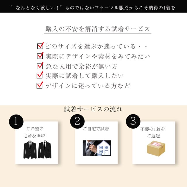 紳士服専用試着チケット,試着サービス