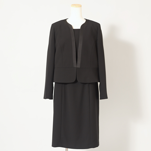 エムシーUSED】中古フォーマル 前開きノーカラーブラックフォーマル  