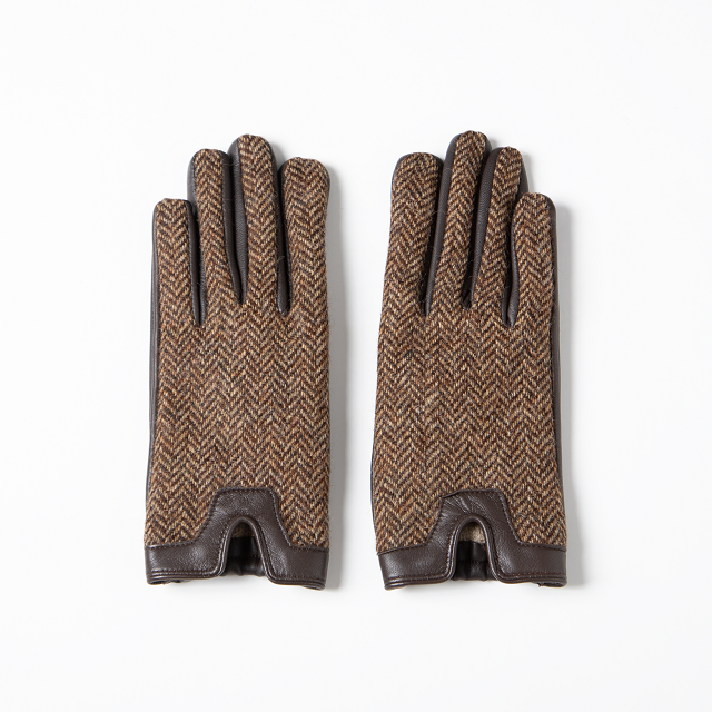DENTS タッチパネル対応 ヘアシープ×ツイード　コンビグローブ（カシミヤライニング） 17-1158 【WOMENS】