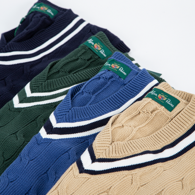 ALAN PAINE/クリケットセーター/新品/タグ付き/アランペイン 016P09_CHADBURY ALAN PAINE 7G Cricket Vee Slipover | Mashimo