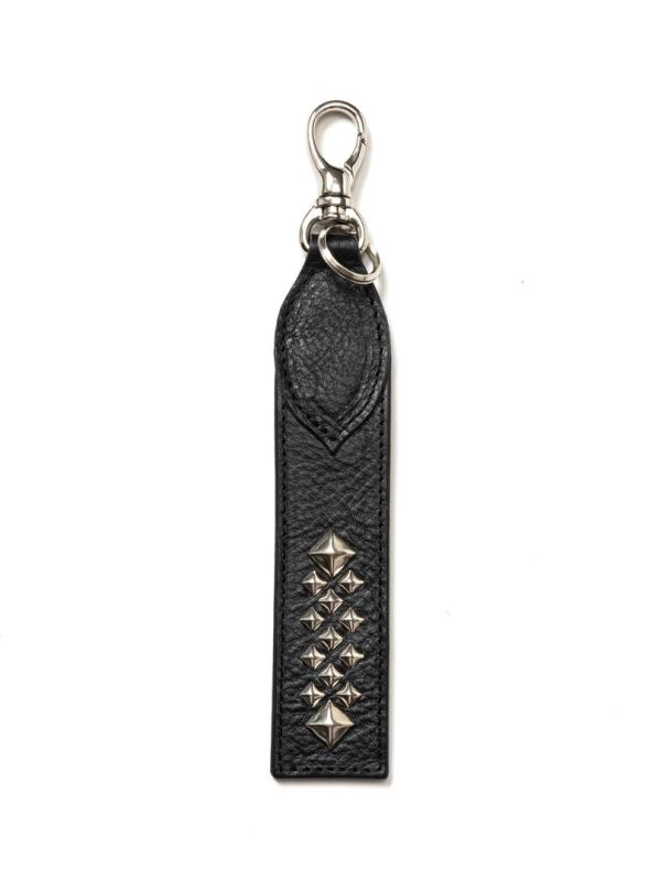 STUDS & KNITTING LEATHER SHORT KEY RING【BLACK】｜CALEE
