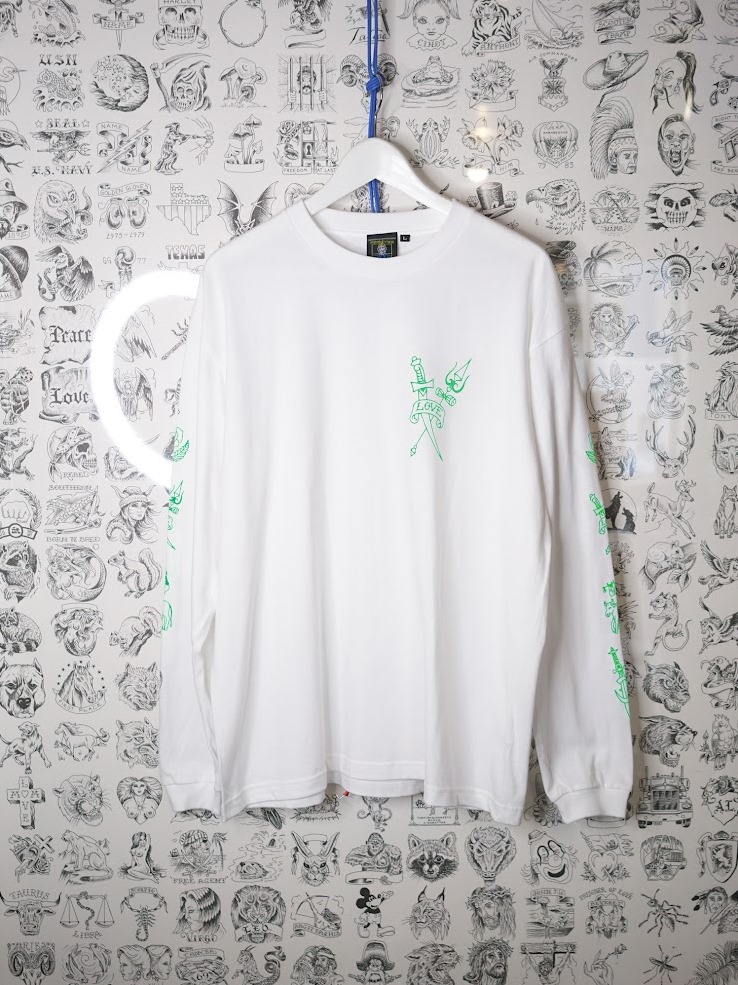 FOREVER YES 　「Flash L/S TEE by Megu」　プリント ロングスリーブティーシャツ