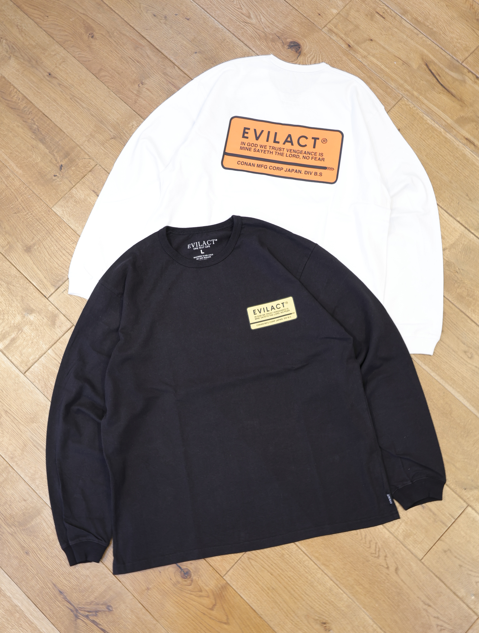EVILACT 　　「BOX LOGO LS」　プリントロングスリーブ ティーシャツ