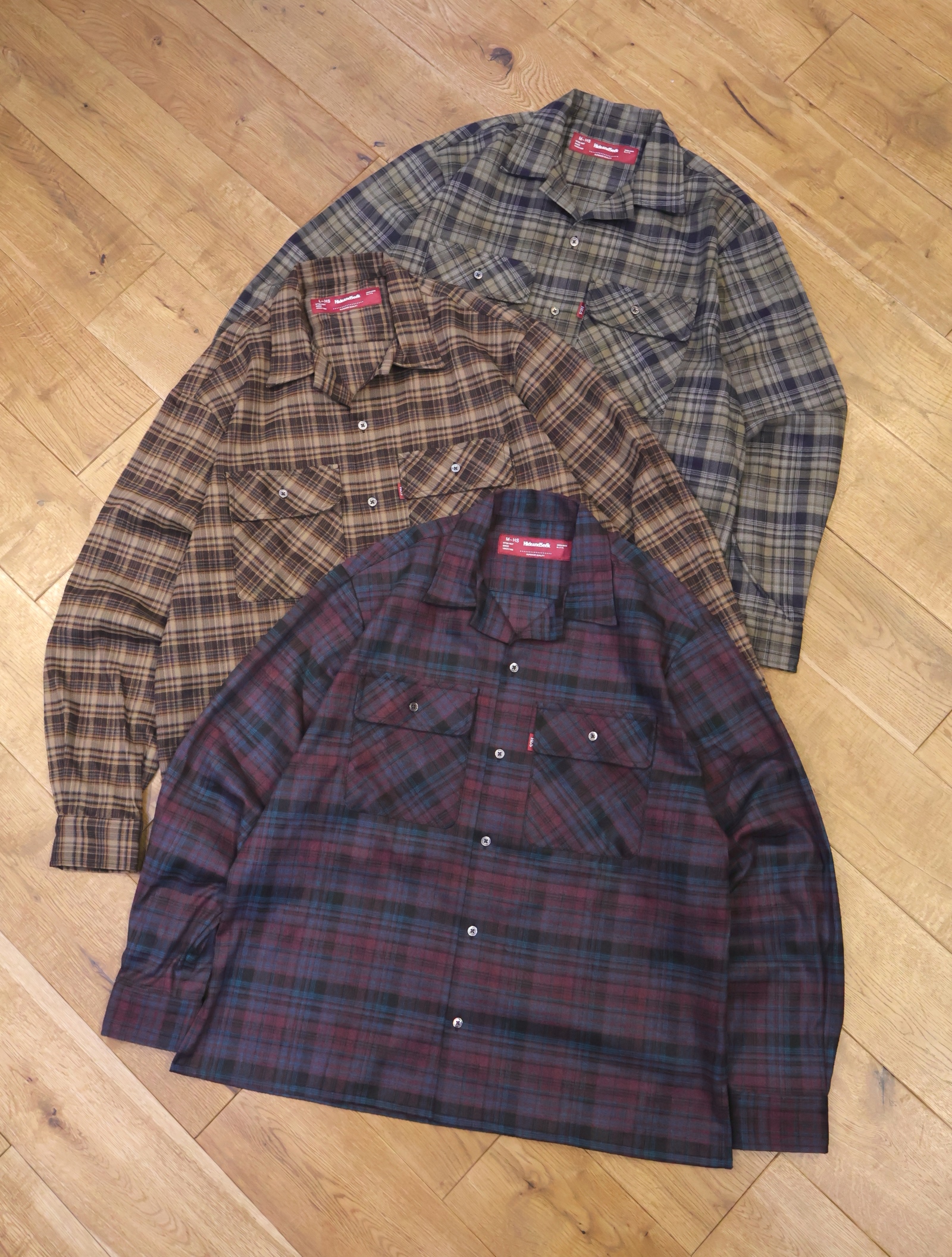 Hide and Seek　「Check  L/S Shirt（25AW-1）」　オープンカラーチェックシャツ