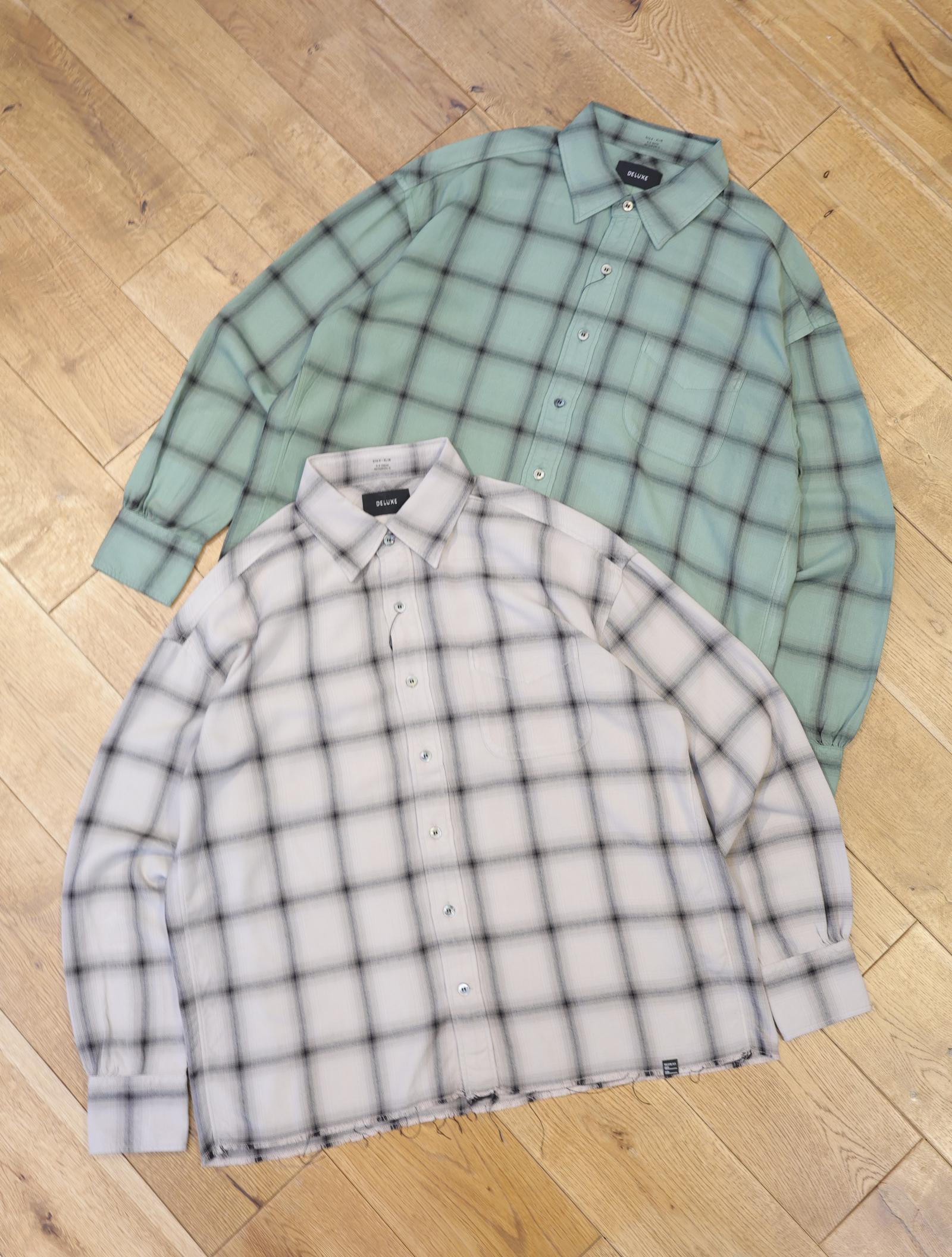 DELUXE 　 「UNCONTROL」　レーヨン オンブレーチェックシャツ