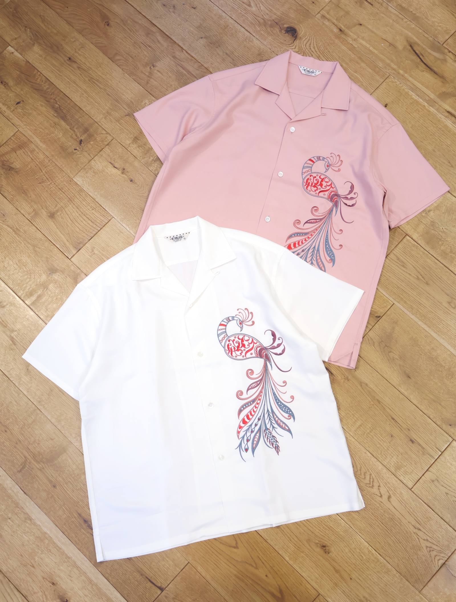 CALEE × MIHO MURAKAMI　「EMBROIDERY SH」    オープンカラーレーヨンシャツ