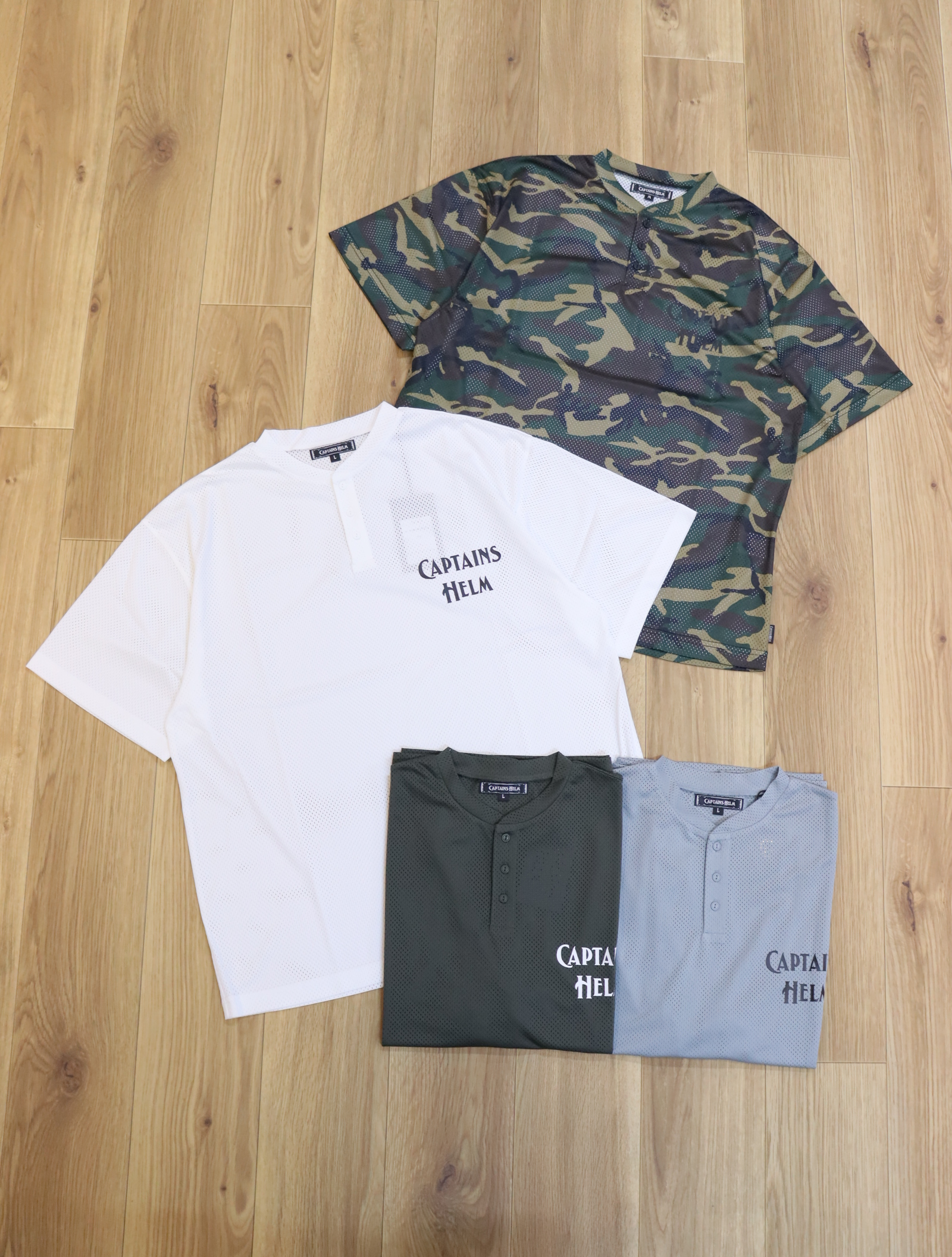 CAPTAINS HELM　　「#HENLEY NECK MESH TEE」  　メッシュ ヘンリーネックティーシャツ