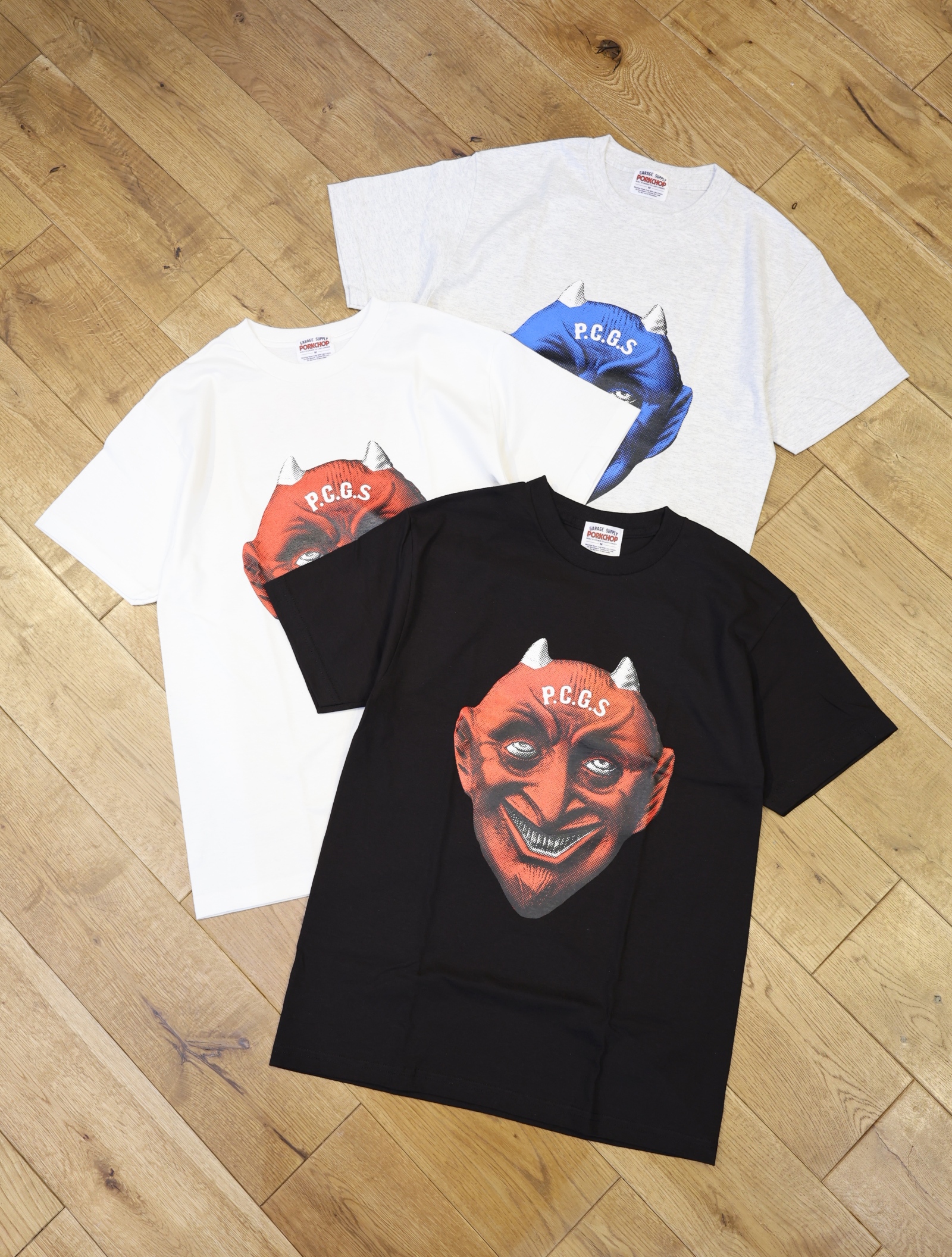 【4月26日 発売！】PORKCHOP GARAGE SUPPLY　「DEVIL FACE TEE」  プリントティーシャツ