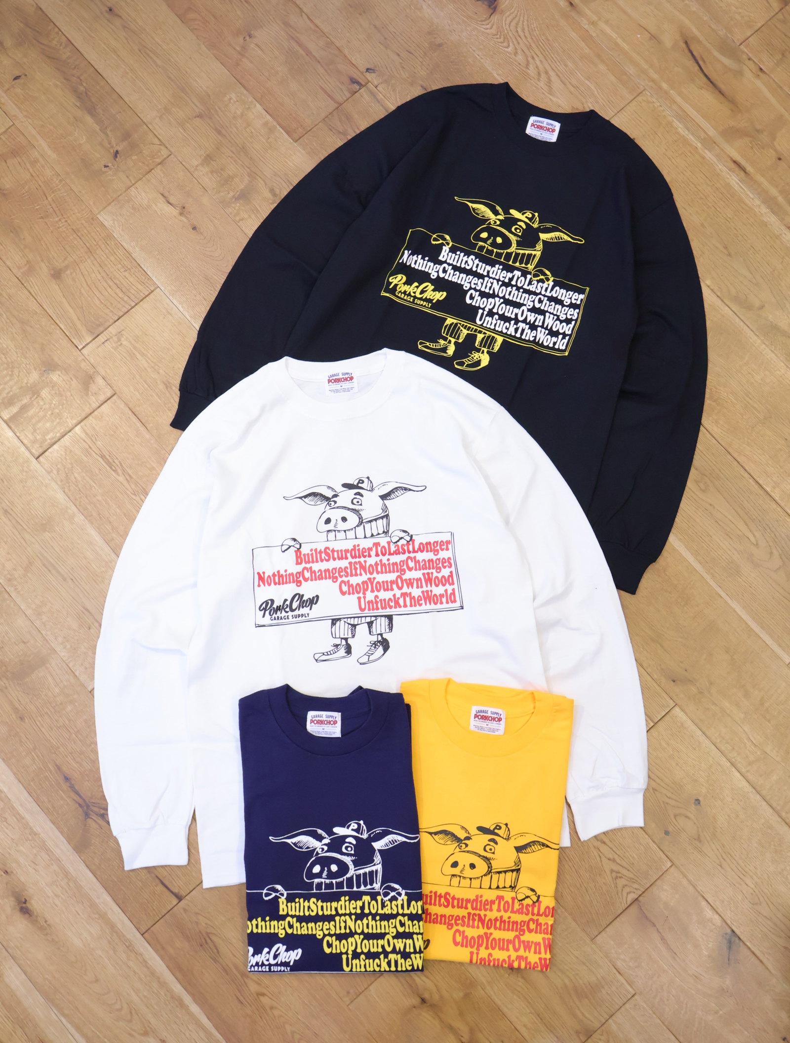 PORKCHOP GARAGE SUPPLY　「SLOGAN L/S TEE」  ロングスリーブプリントティーシャツ