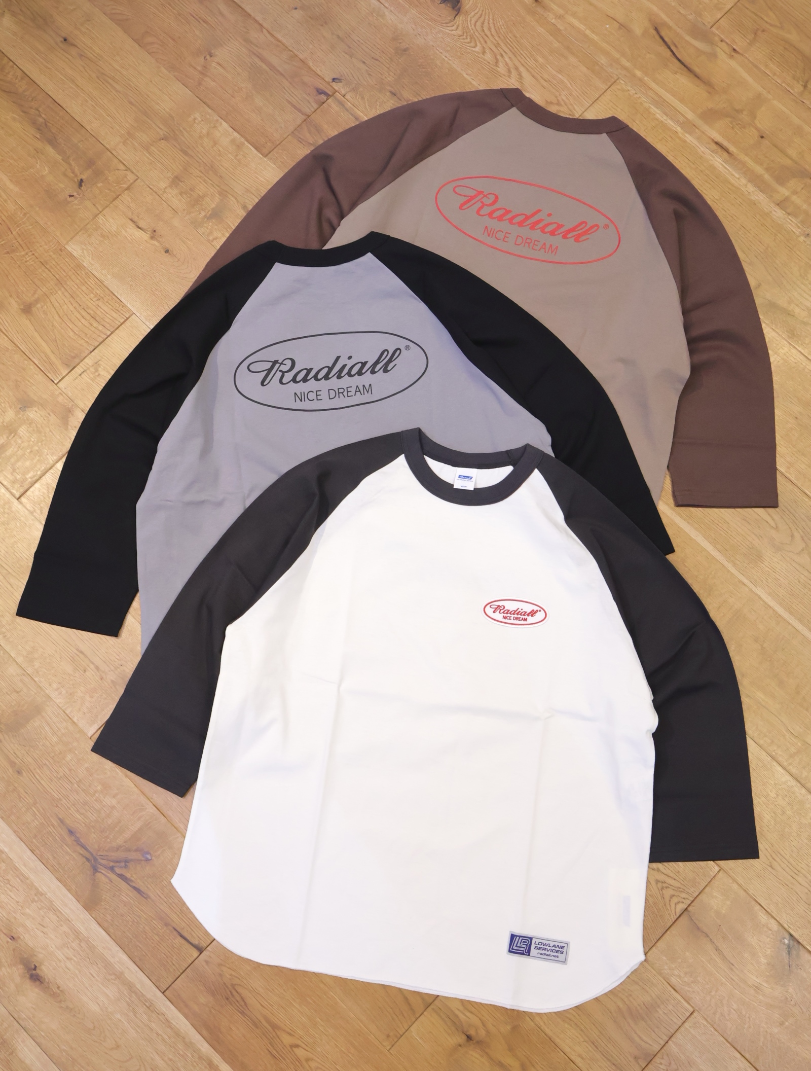 RADIALL 　「OVAL - CREW NECK RAGLAN SHIRT 3Q/S」　ラグラン クォータースリーブティーシャツ