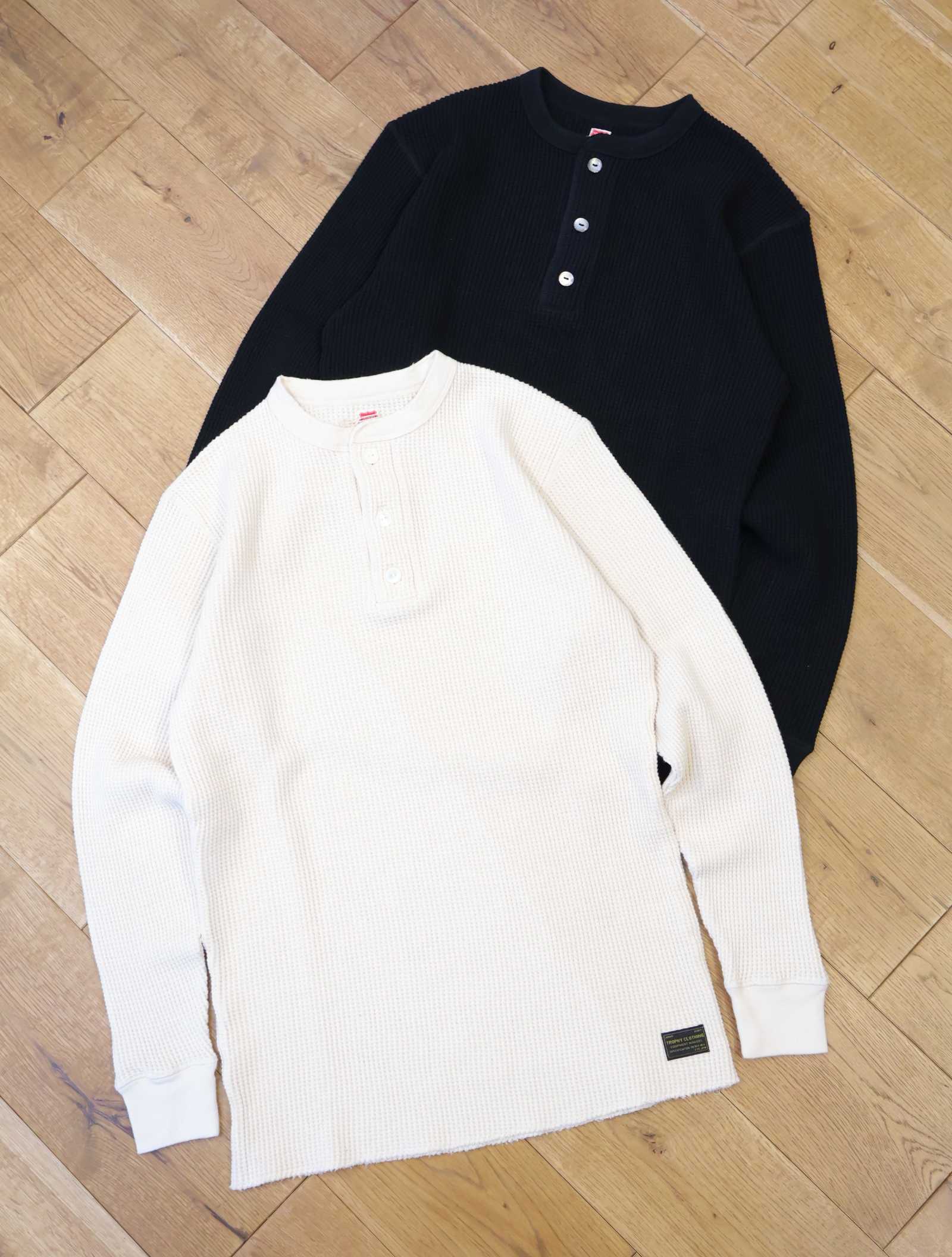 TROPHY CLOTHING　　「Heavy Waffle Mil Henley L/STee」　ヘビーワッフル ヘンリーネックロングスリーブティーシャツ
