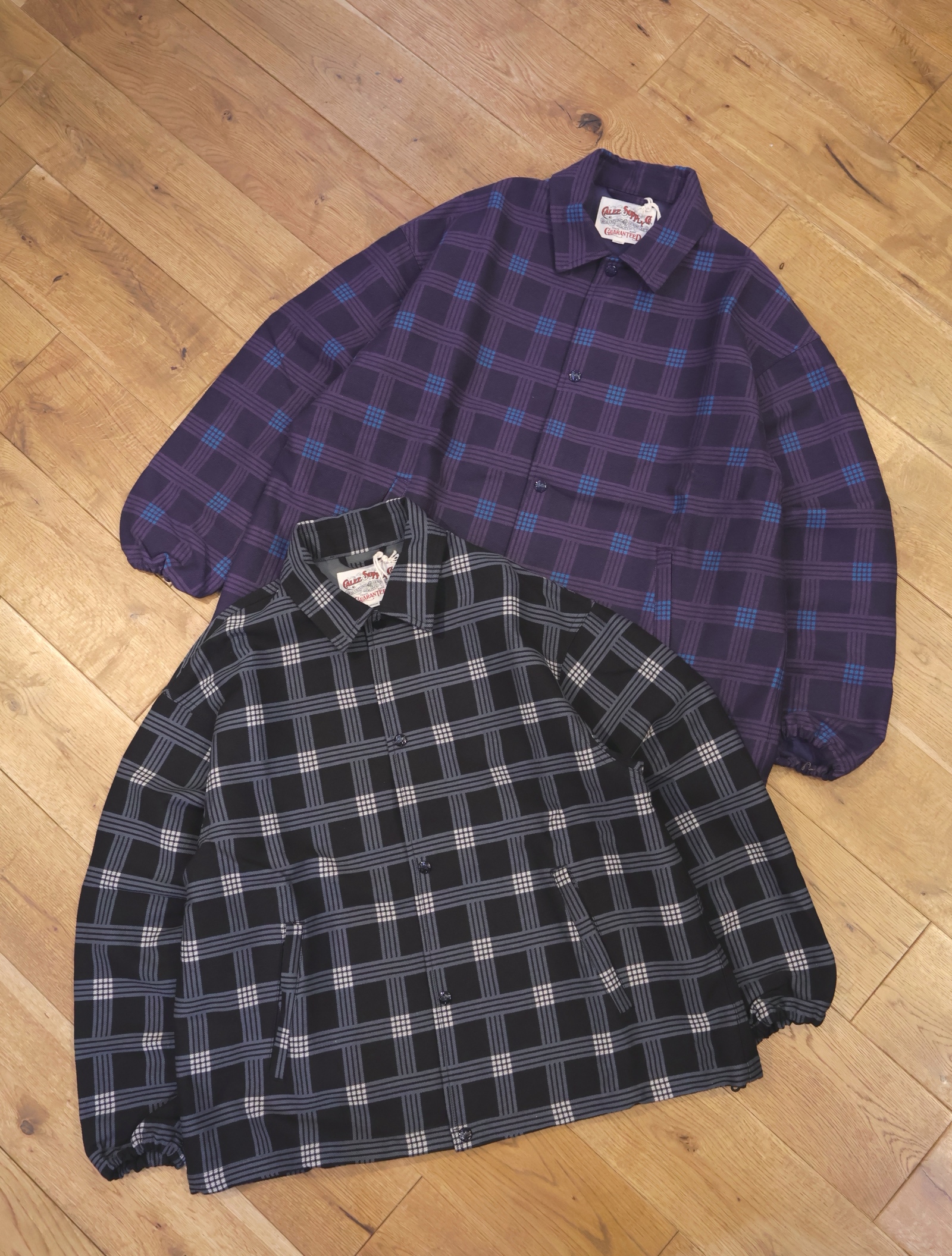 CALEE　　「BOX CHECK OVER SIZE COACH JACKET」　　ドビーチェック コーチジャケット