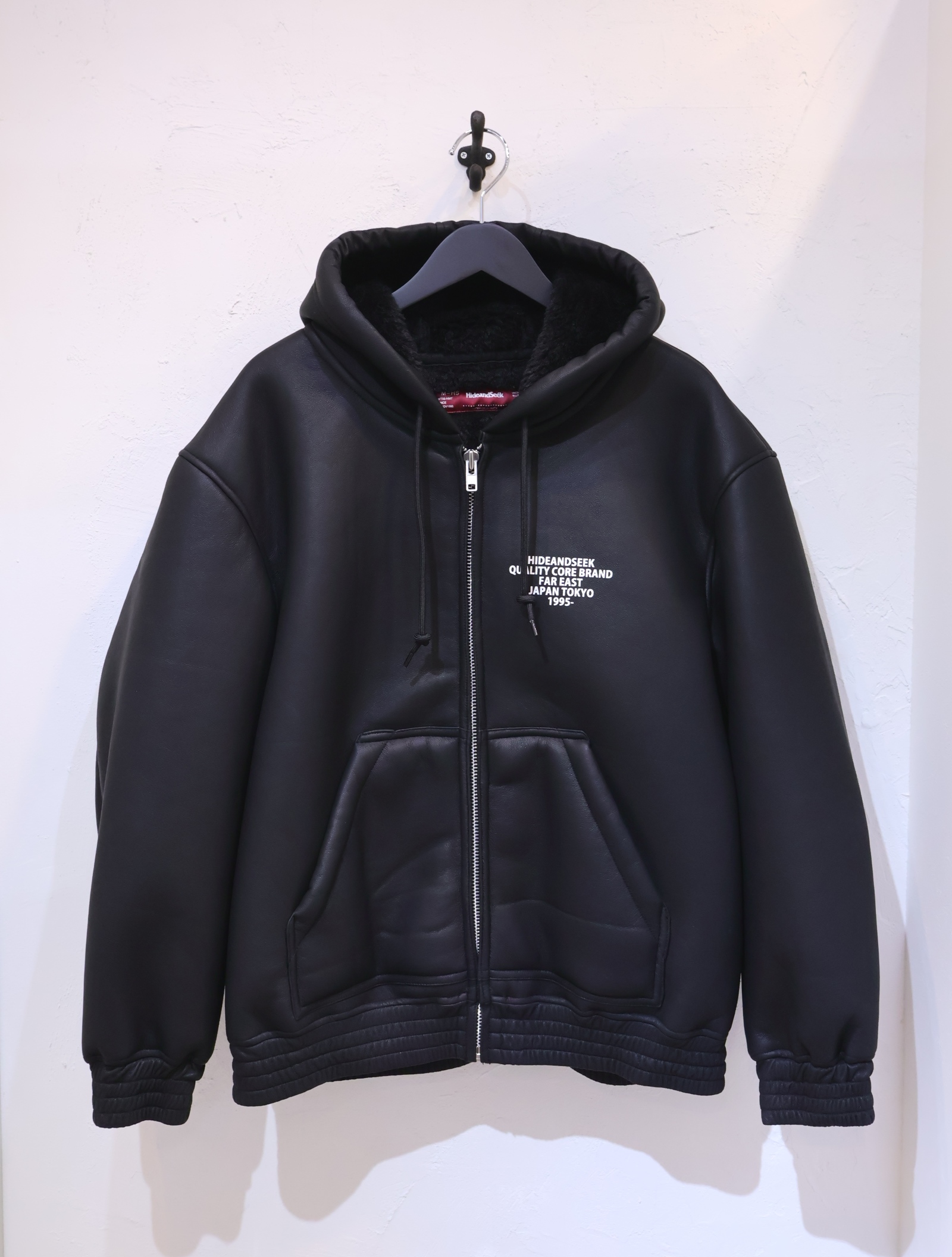 Hide and Seek　「PU Leather Boa Hooded Jacket」　PUレザー ボアフーディージャケット