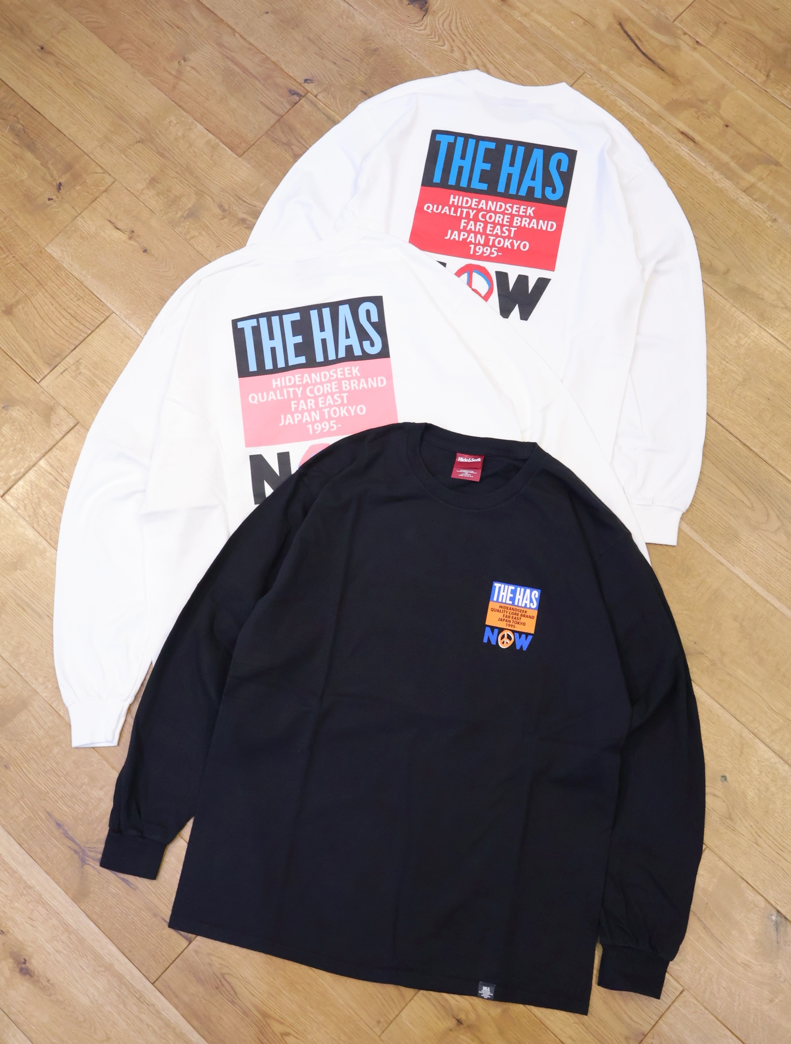 Hide and Seek　「NOW L/S Tee」　　ロングスリーブプリントティーシャツ