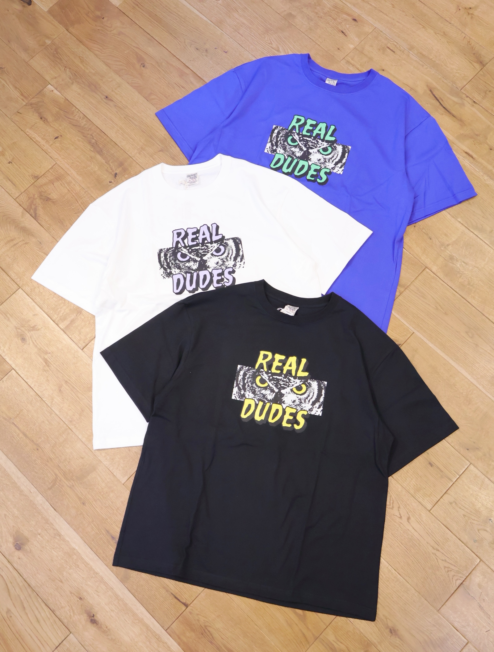 CALEE 　　「DROP SHOULDER "REAL DUDES" TEE」    ドロップショルダーティーシャツ