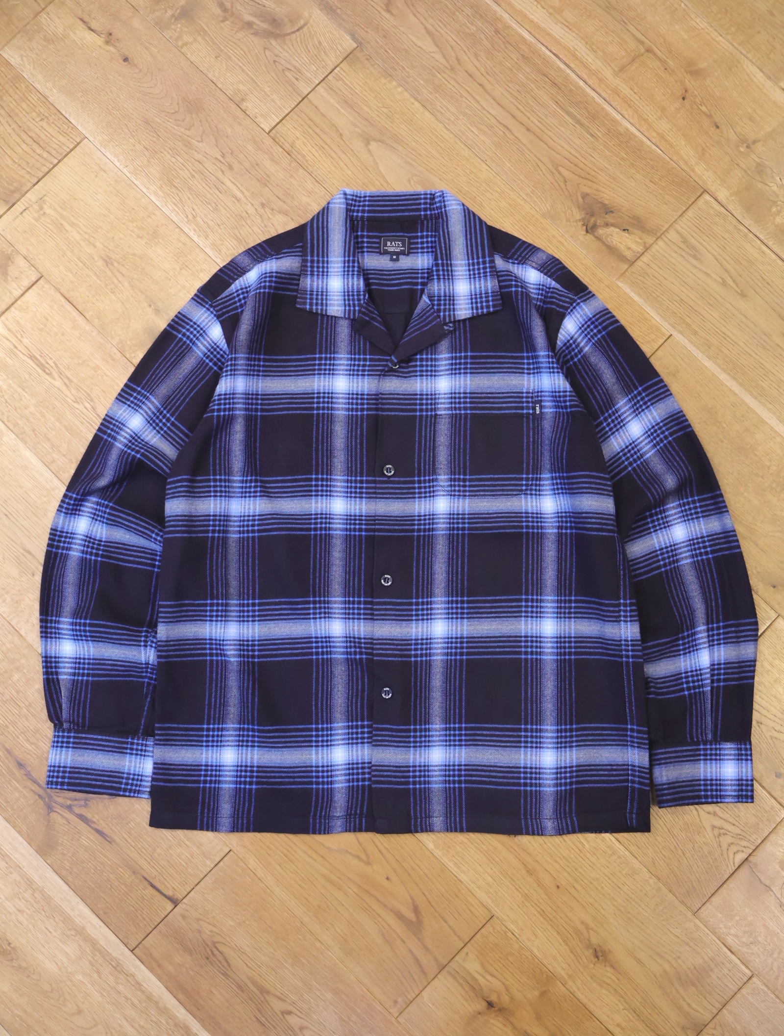 RATS　　「COTTON RAYON CHECK SHIRT」　　オープンカラー オンブレーチェックシャツ