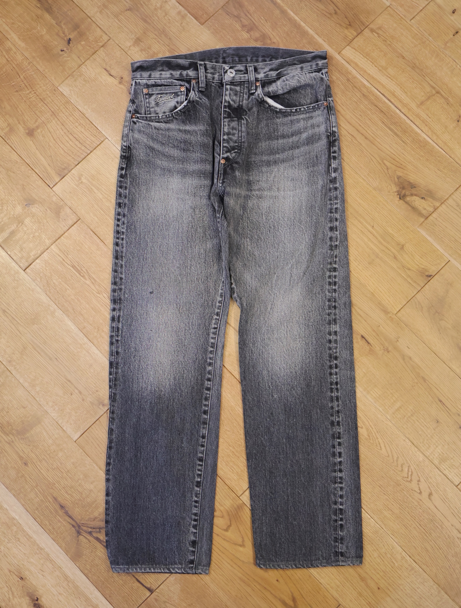 EVILACT 　　「DENIM 01 CUSTOM＜BLACK＞」　USED加工ストレートデニムパンツ