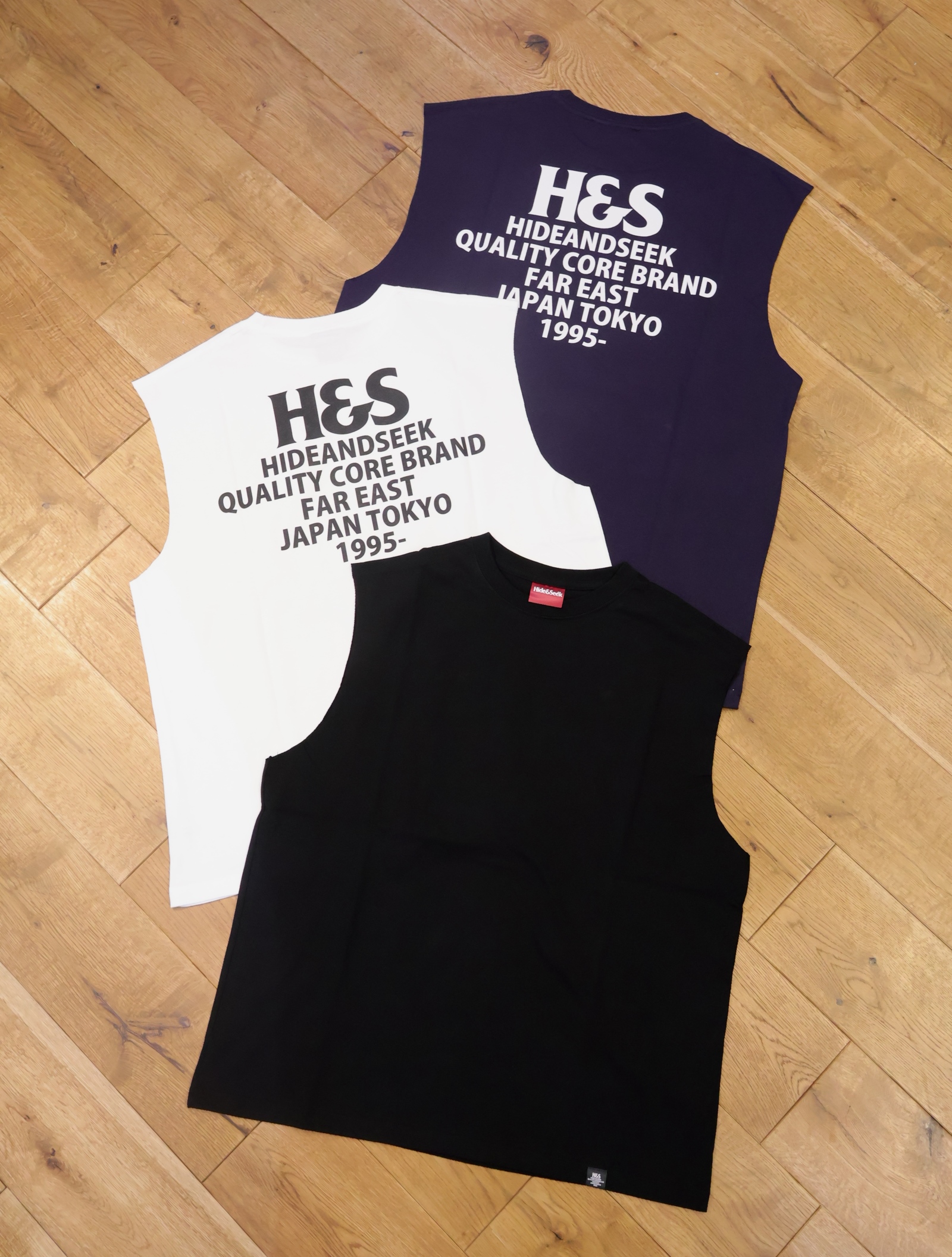 Hide and Seek　「H&S Logo Sleeveless Tee（Big Silhouette）」　ビッグシルエット ノースリーブティーシャツ
