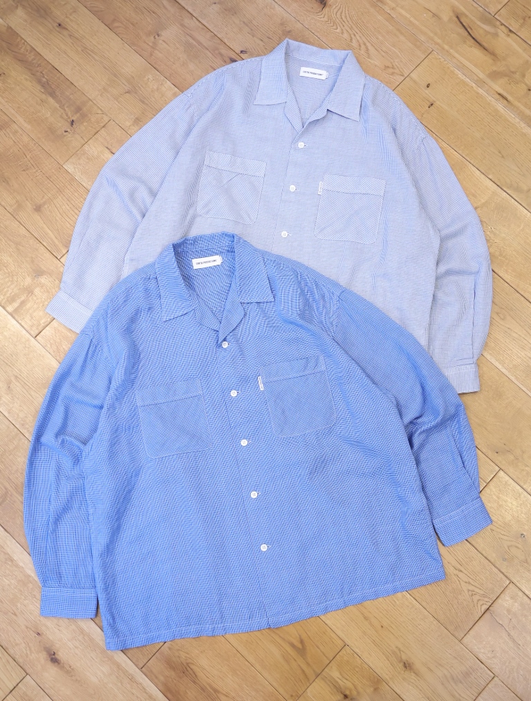 COOTIE 　「Double Gauze Check Open Collar L/S Shirts」　オープンカラー チェック シャツ