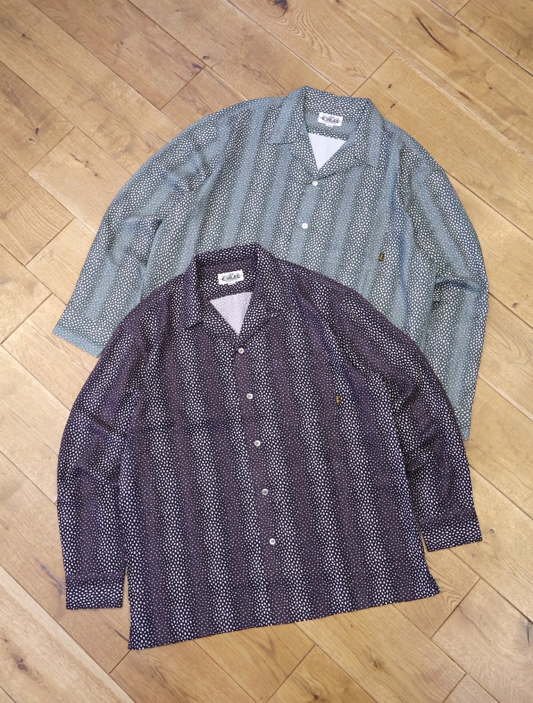 CALEE 　「STRIPE PATTERN SH」  オープンカラーレーヨンシャツ