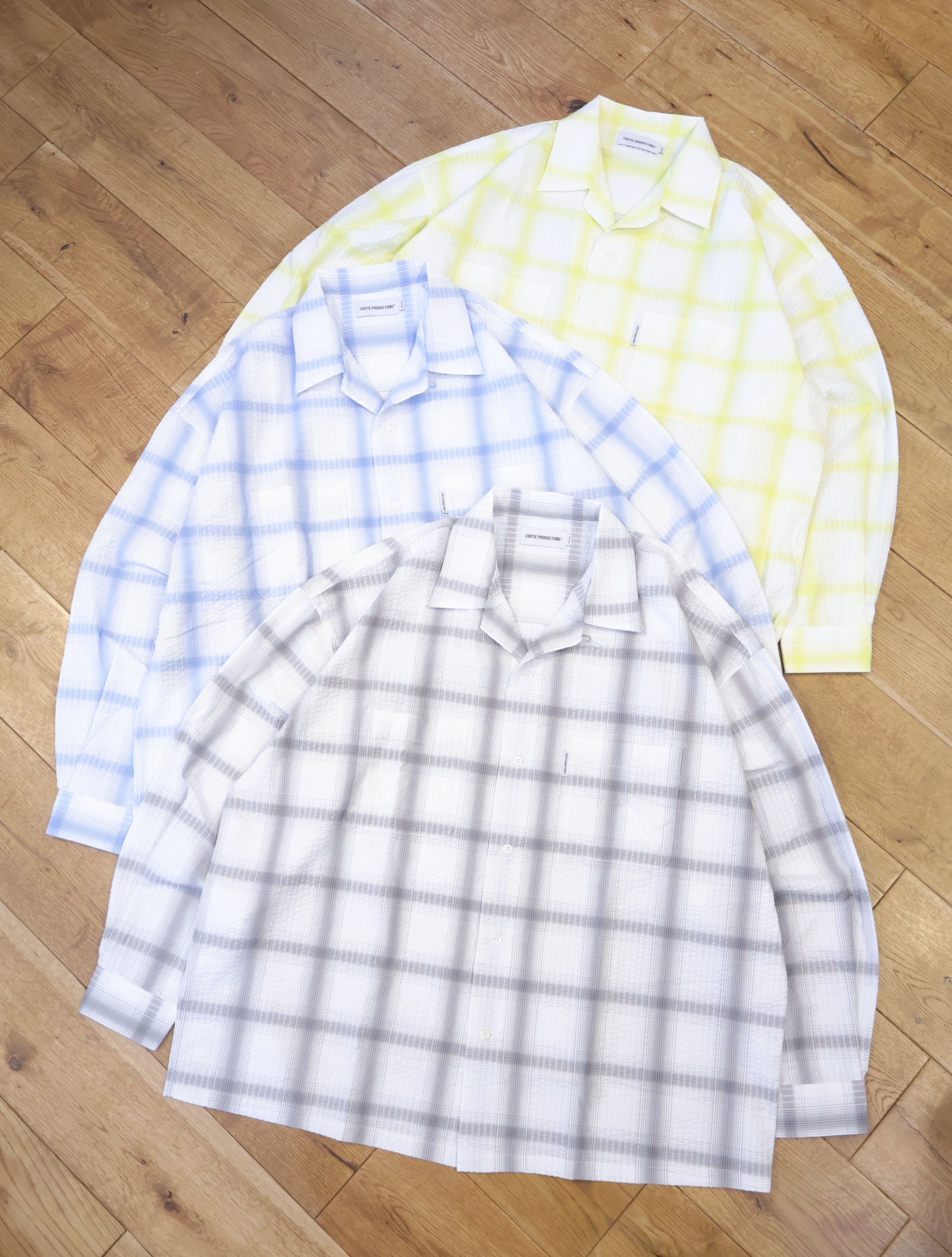 COOTIE　　「T/C Sucker Ombre Check L/S Shirt」　オープンカラー オンブレーチェックシャツ