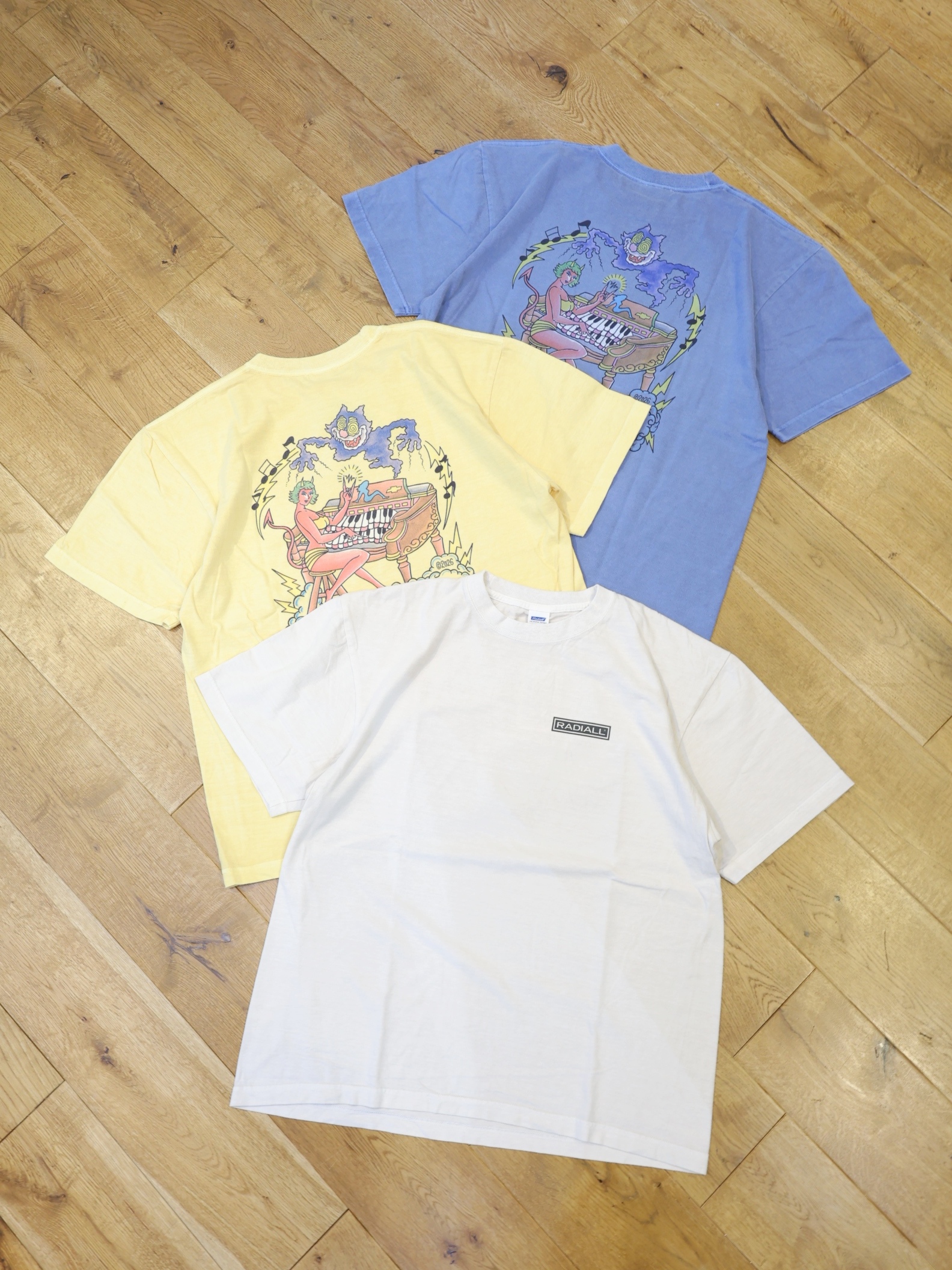 RADIALL 　「HAMMOND - CREW NECK T-SHIRT S/S」　ピグメントダイ プリントティーシャツ