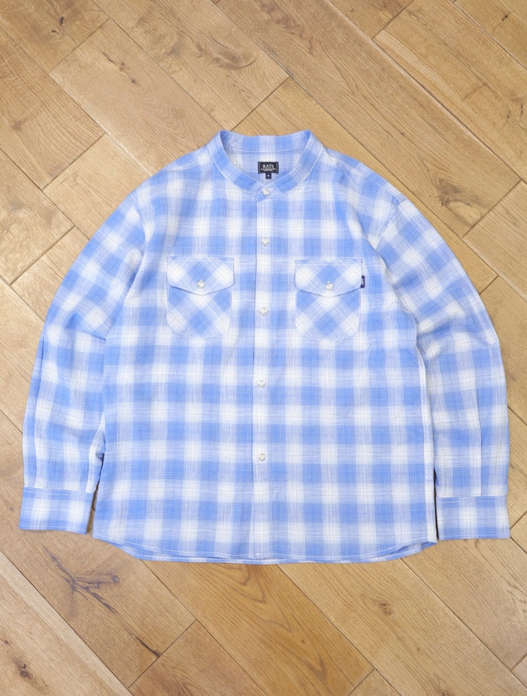 RATS　　「STAND COLLAR BOARD CHECK SHIRT」　　スタンドカラー オンブレーチェックシャツ
