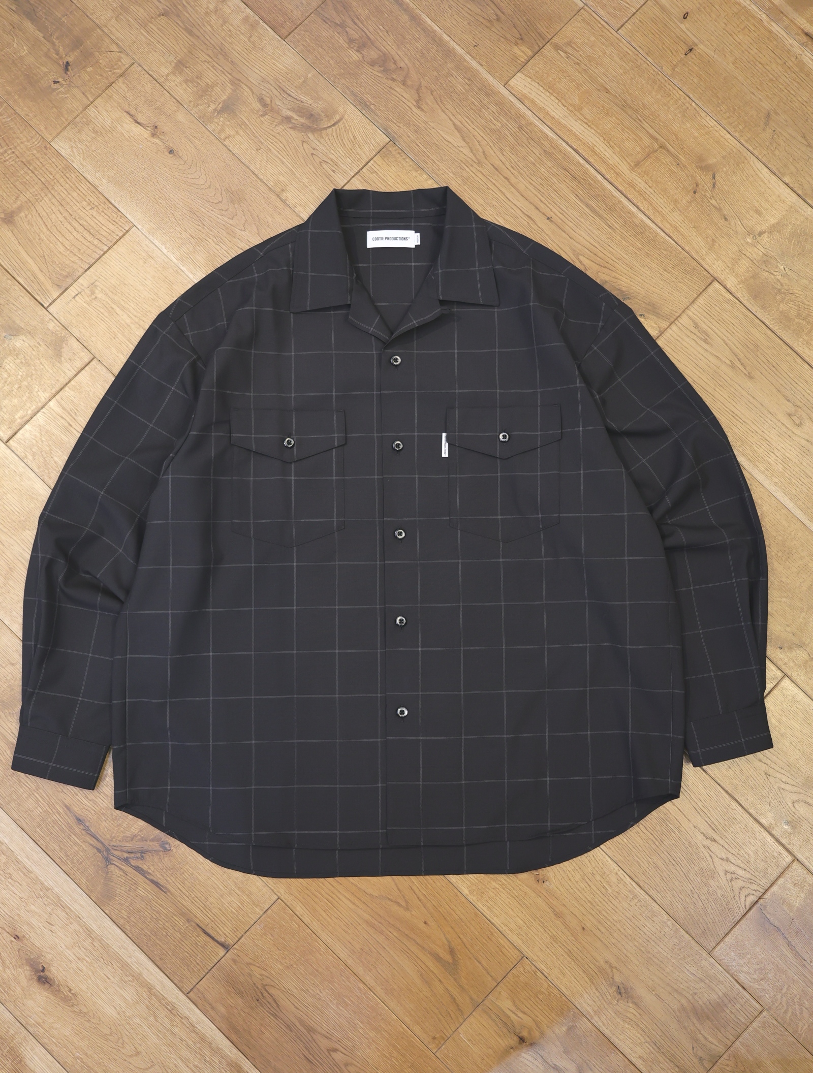 COOTIE　　「T/W L/S Scout Shirt <CHECK>」　オープンカラー スカウトシャツ