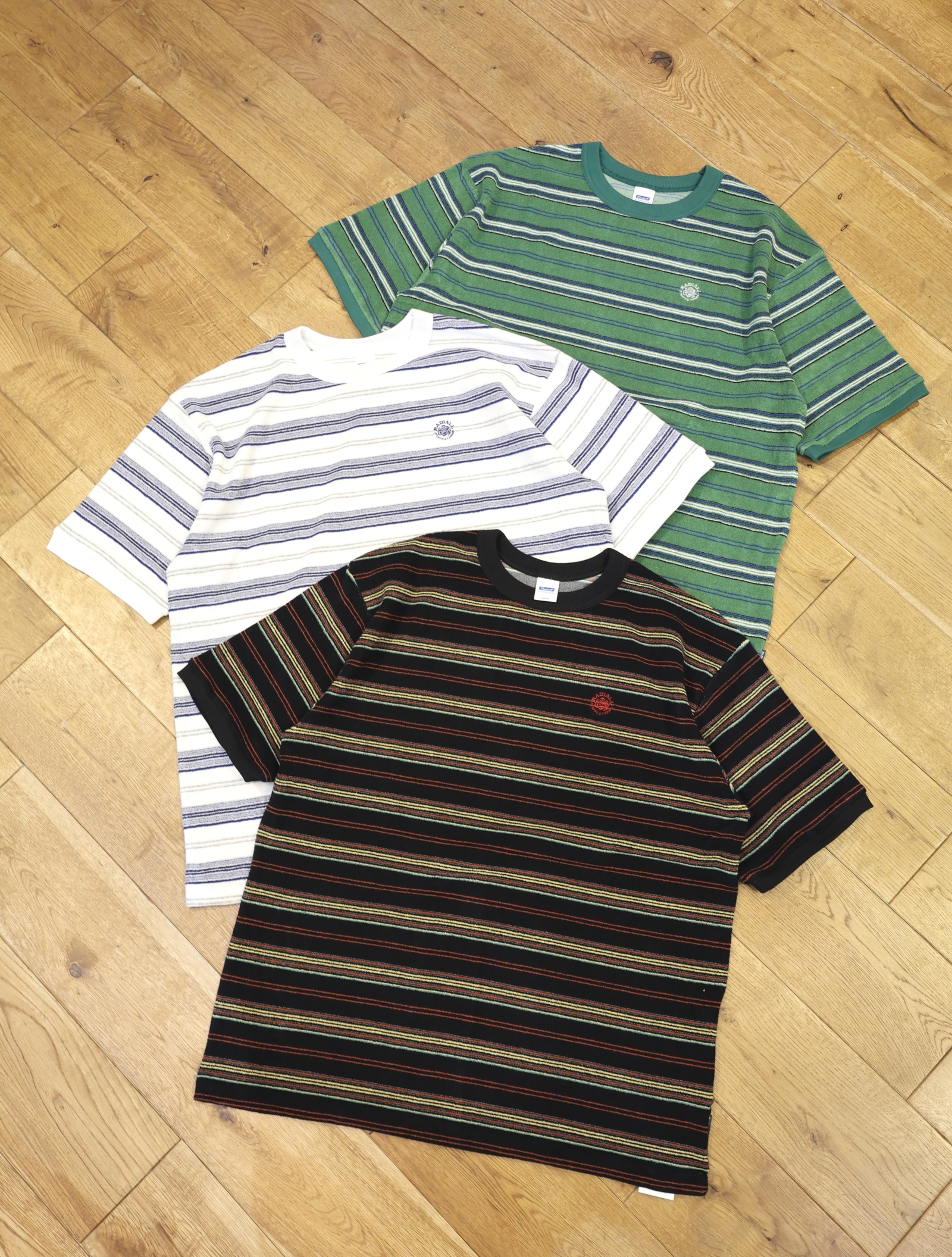 RADIALL 　「SQUIRE - CREW NECK T-SHIRT S/S」　パイルボーダー リンガーティーシャツ