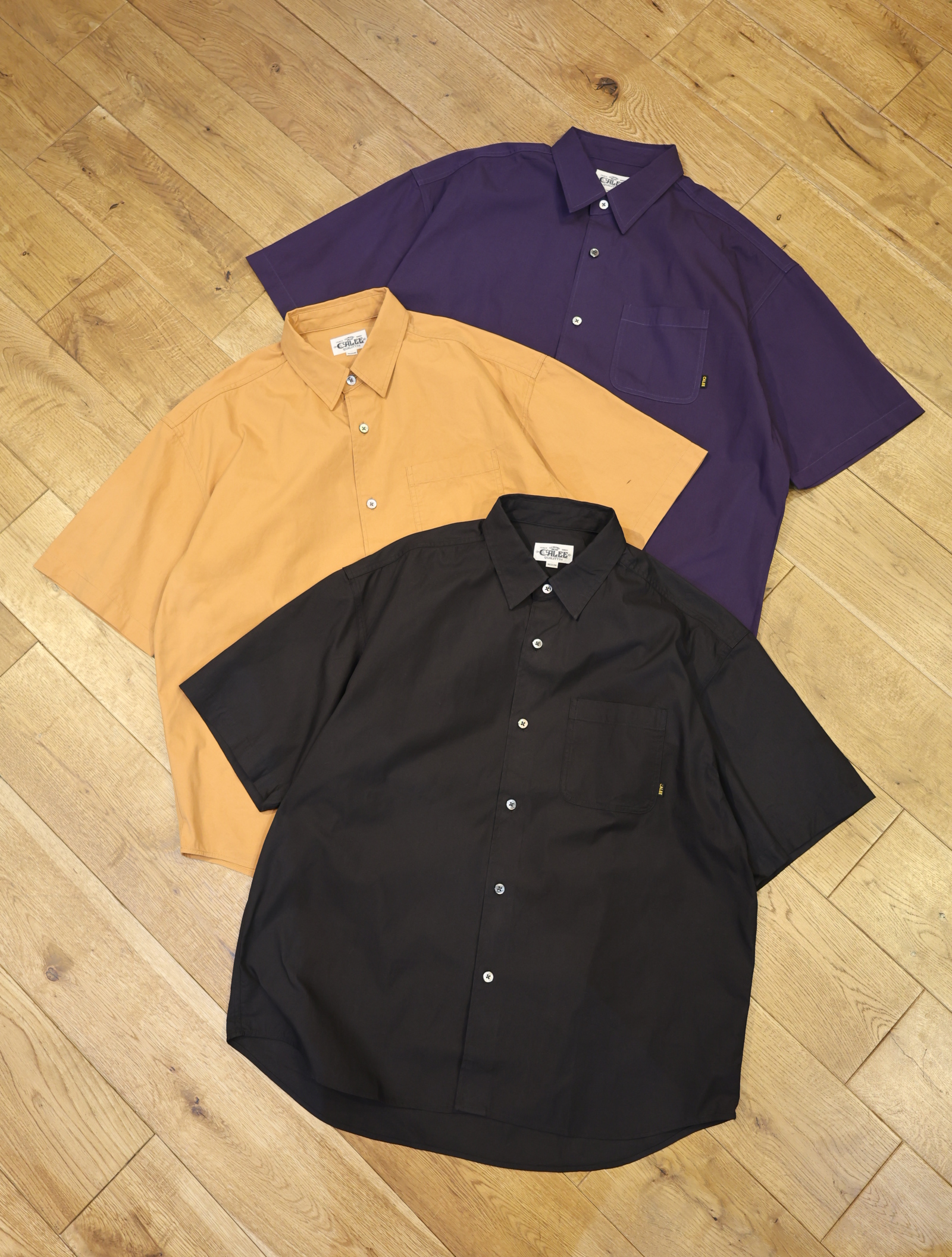CALEE 　「C/N PLAIN S/S SH」  レギュラーカラーシャツ