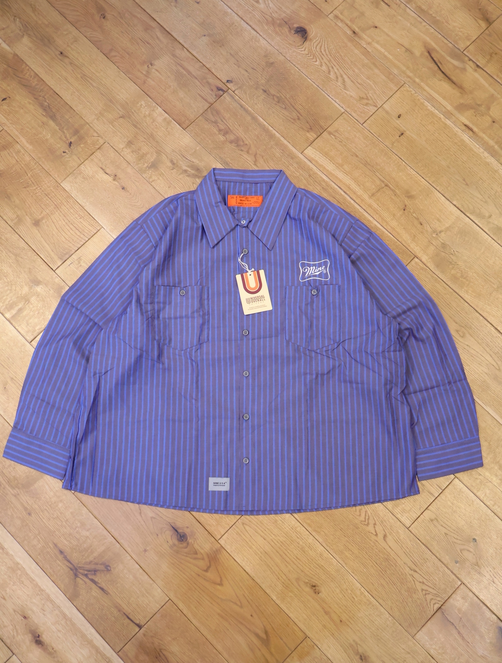 UNIVERSAL OVERALL×MINE 　「 Dead Stock Work Shirts TC Stripe（Black Label） 」　デッドストック ストライプワークシャツ
