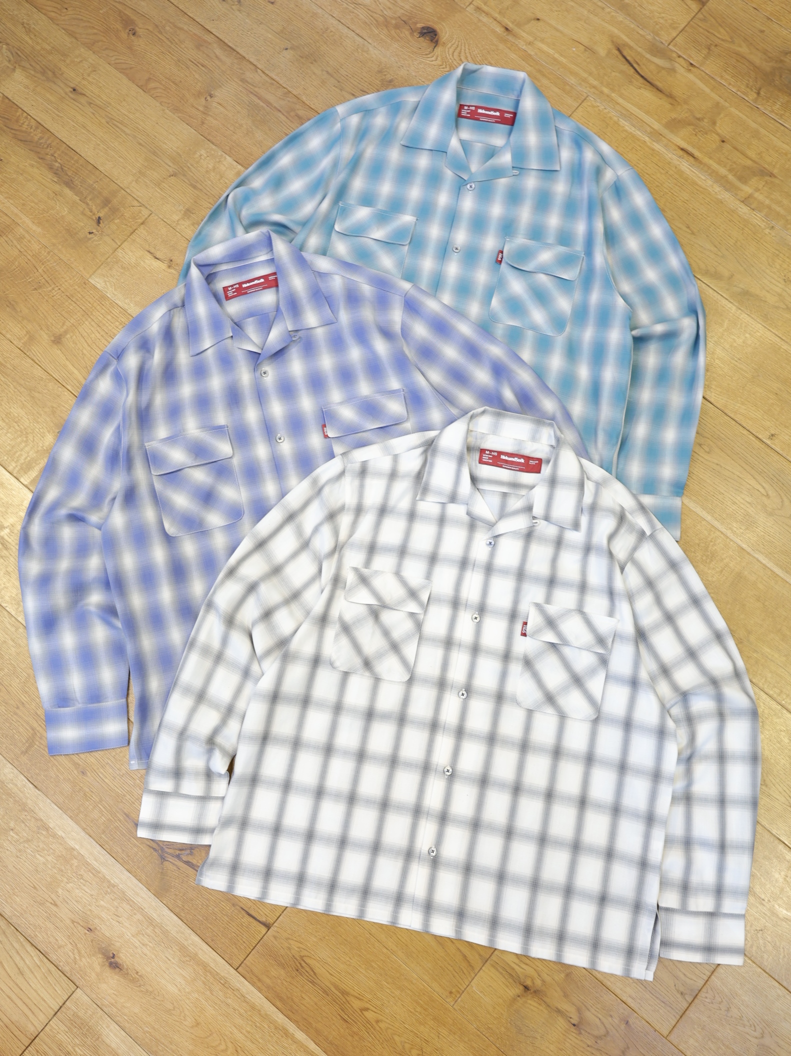 Hide and Seek　「Ombre Check L/S Shirt（26aw）」　オープンカラー オンブレーチェックシャツ