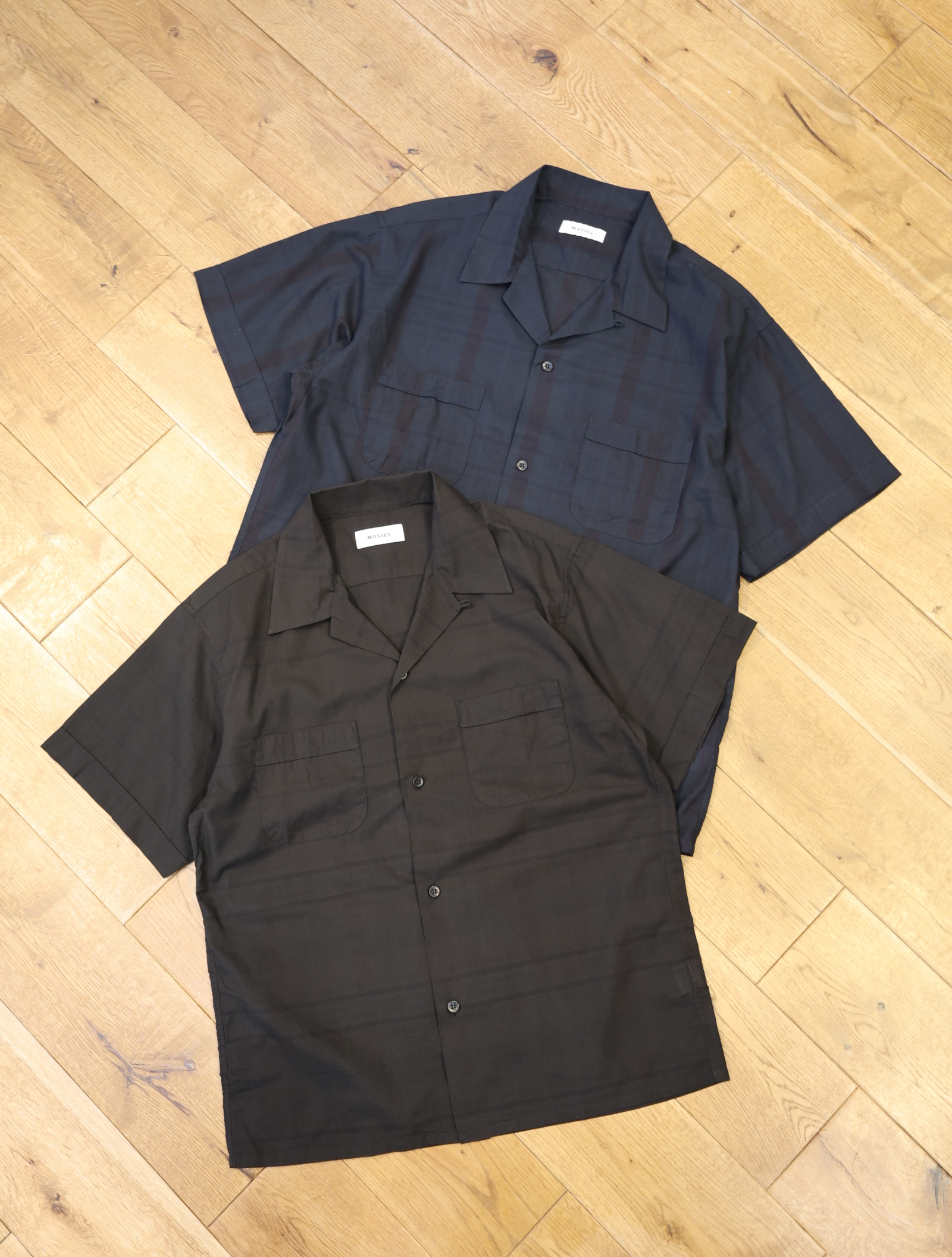 MASSES　「MADRAS DYED S/S SHIRT」　マドラスチェック オープンカラーシャツ