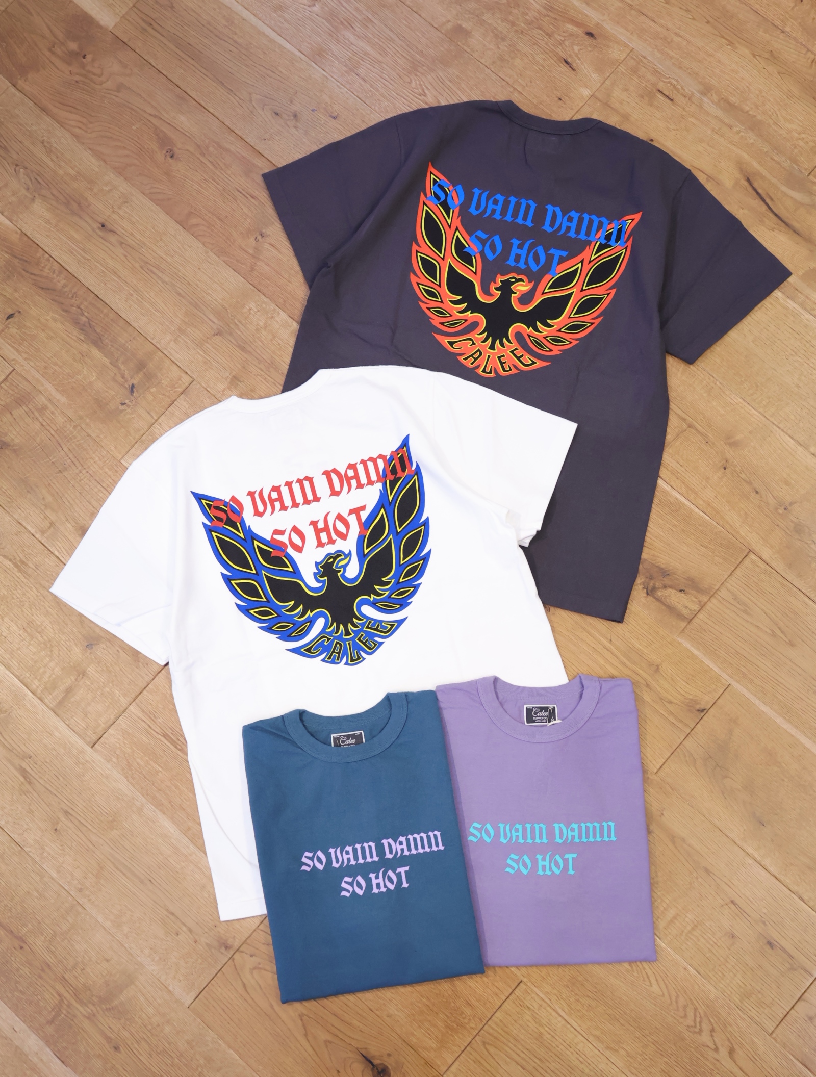CALEE 　 「BINDER NECK WING LOGO VINTAGE TEE ＜NATURALLY PAINT DESIGN＞」    プリントティーシャツ