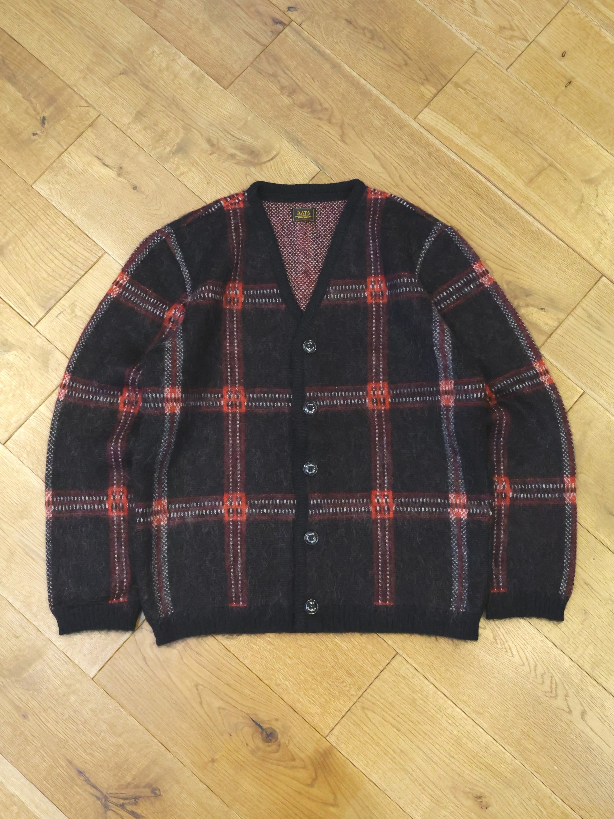 RATS　 「MOHAIR CHECK CARDIGAN」　 モヘア ニットカーディガン