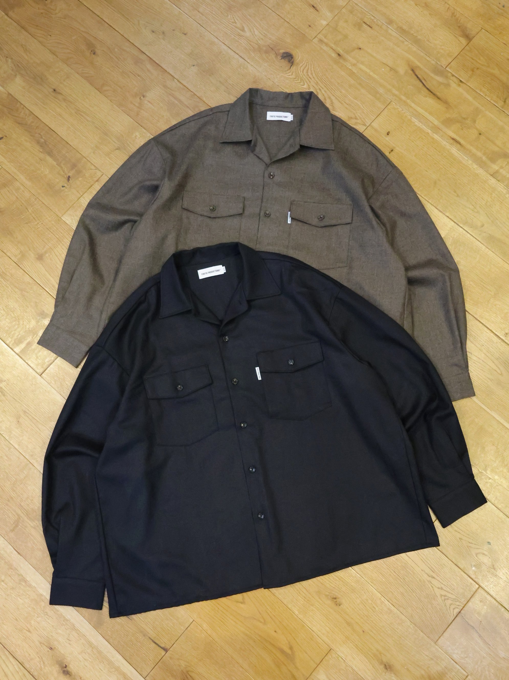 COOTIE　　「Wool Flano L/S Work Shirt」　 オープンカラーワークシャツ