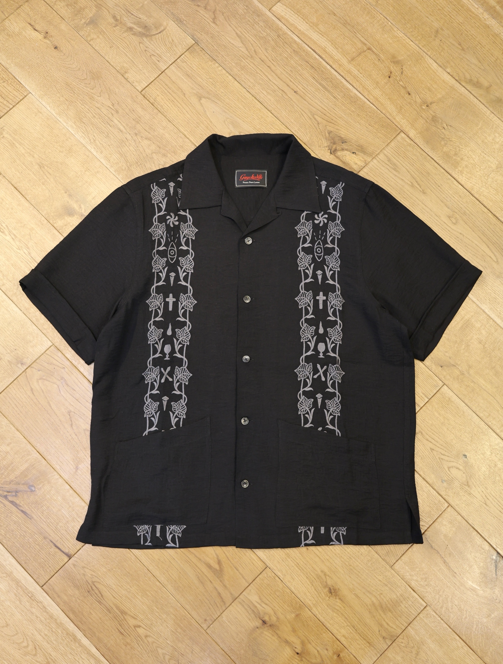 GANGSTERVILLE　　 「memento mori - S/S GUAYABERA SHIRTS」　オープンカラーシャツ