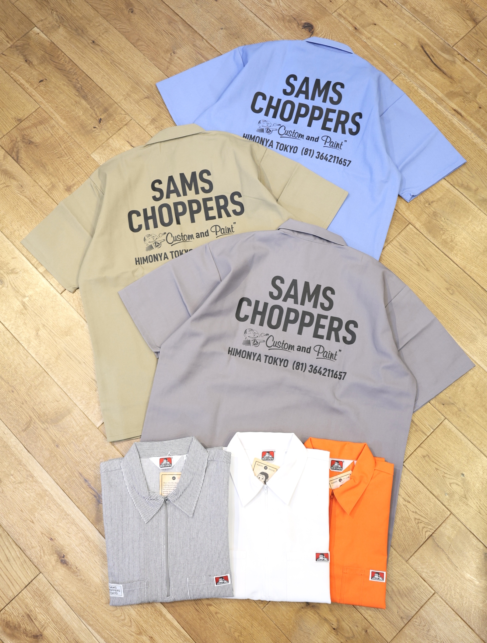 SAMS MOTORCYCLE　 「SAMS WORK SHIRTS SHORT SLEEVE」 　ハーフジップシャツ