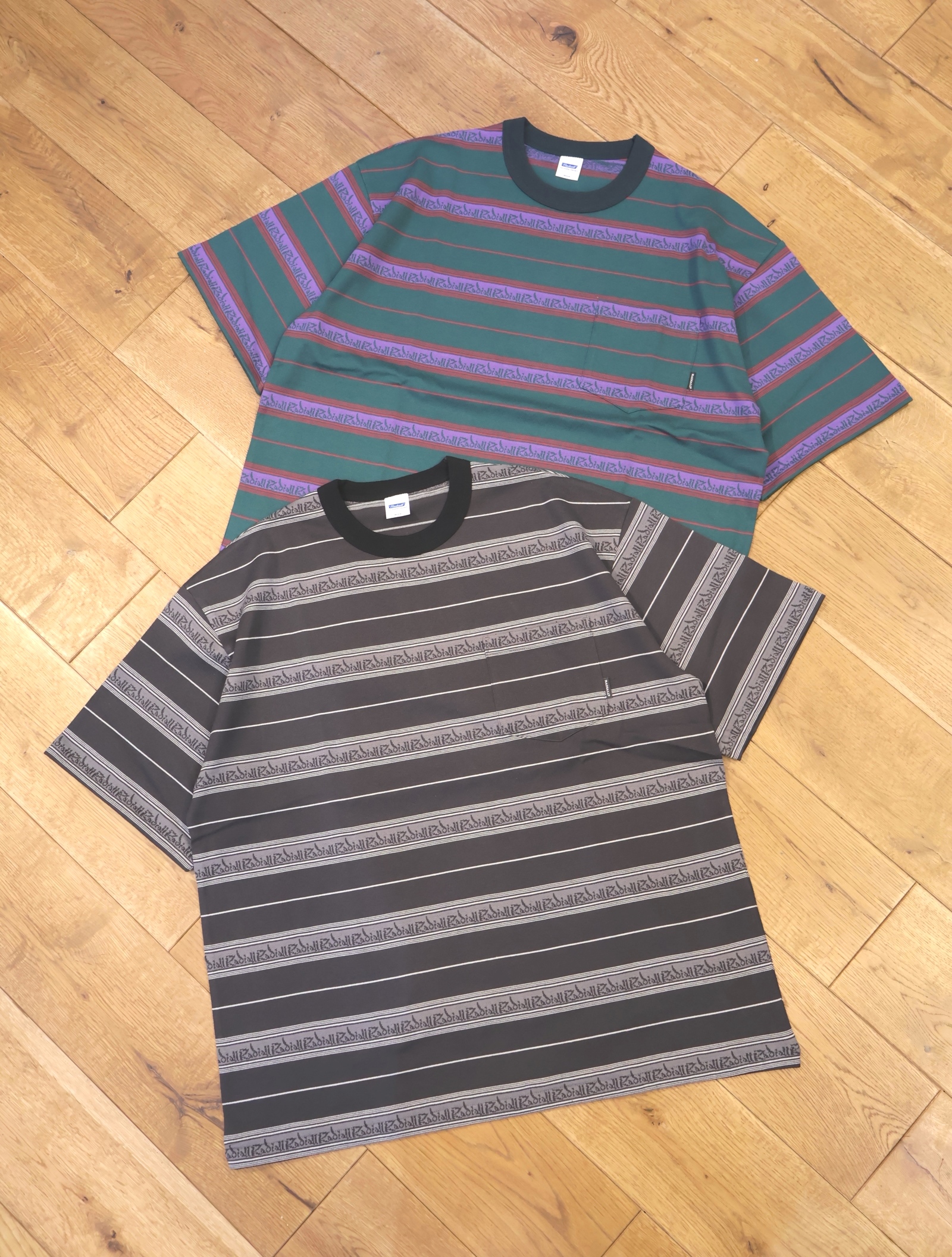 RADIALL 　「LINCOLN PARK - CREW NECK T-SHIRT S/S」　ジャガードボーダー ポケットティーシャツ