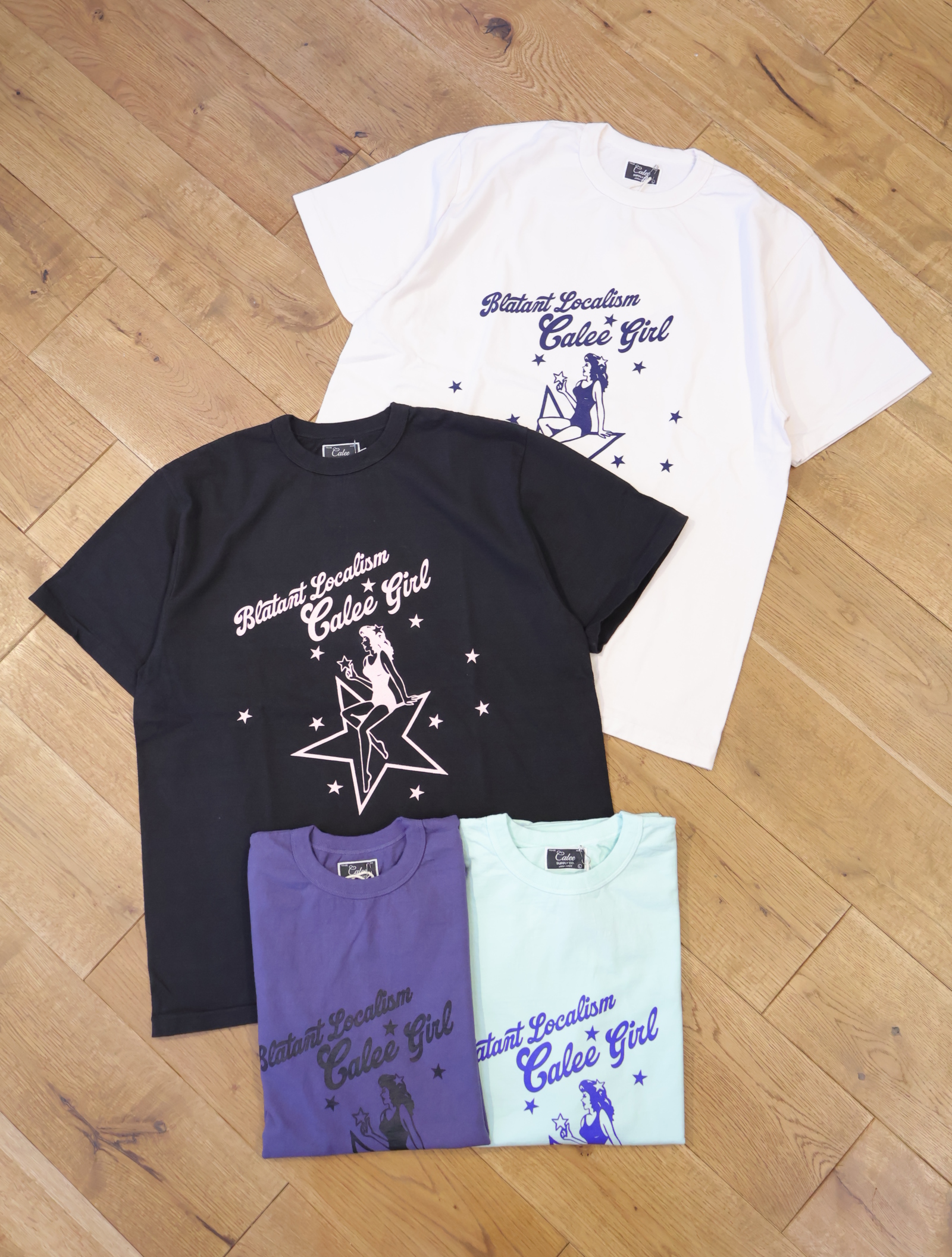 CALEE 　 「BINDER NECK CAL GIRL VINTAGE TEE」    プリントティーシャツ