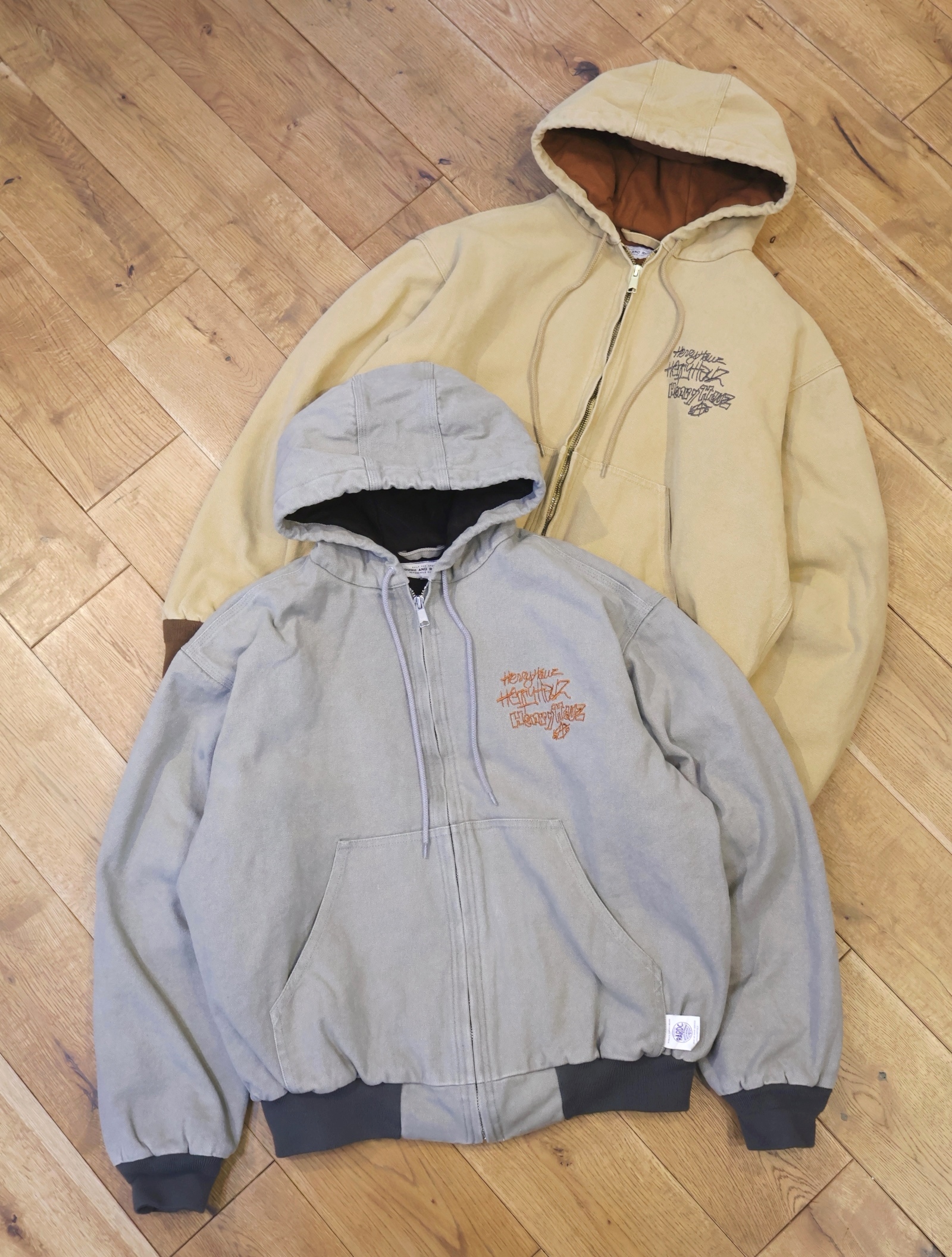 HENRY HAUZ 　「FUN JACKET」  フェード加工 パデッド ジップアップフーディージャケット