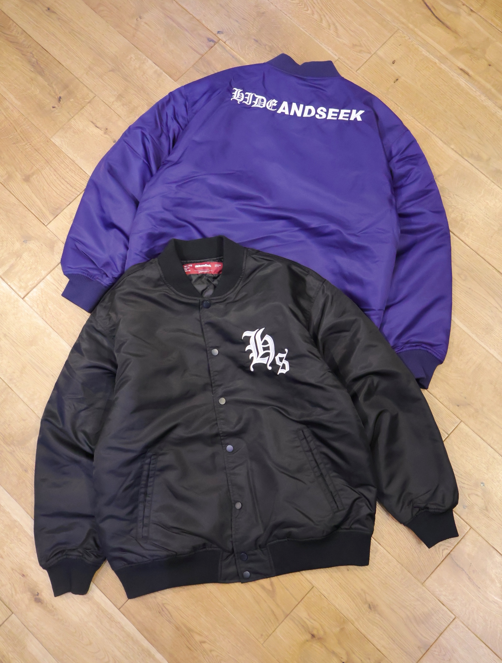 Hide and Seek　「Nylon Varsity Jacket(24AW)」　ナイロン ヴァーシティジャケット