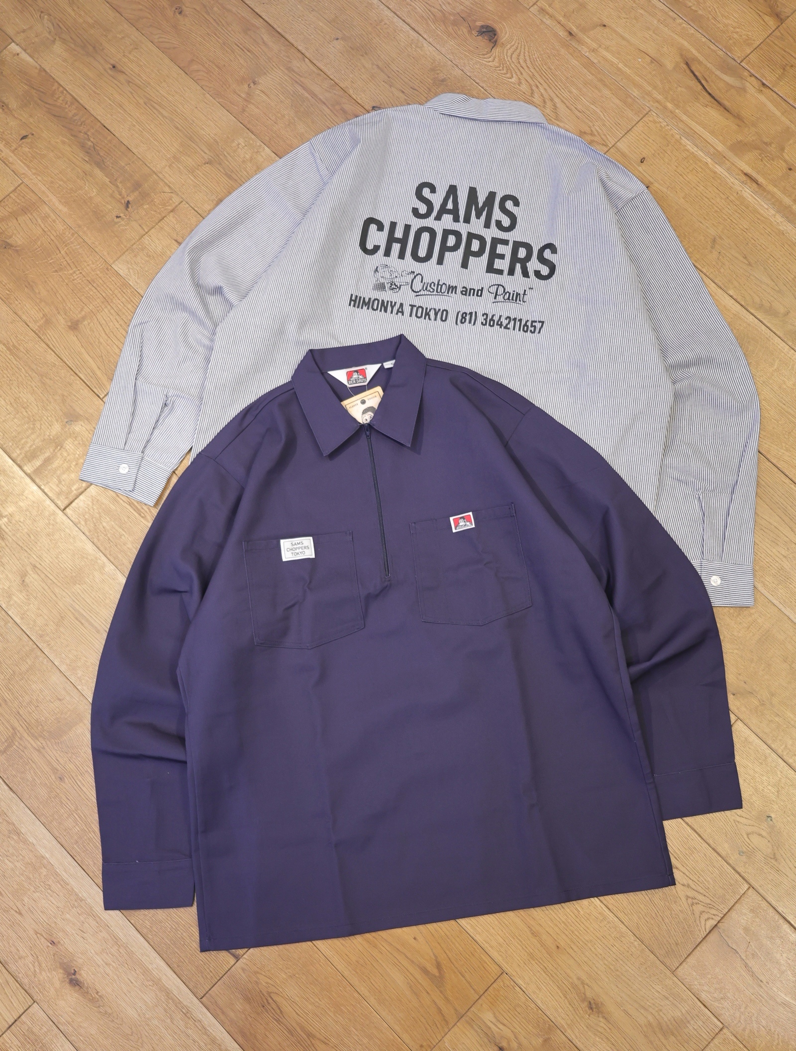 SAMS MOTORCYCLE　 「SAMS WORK SHIRTS」 　ロングスリーブ ハーフジップシャツ