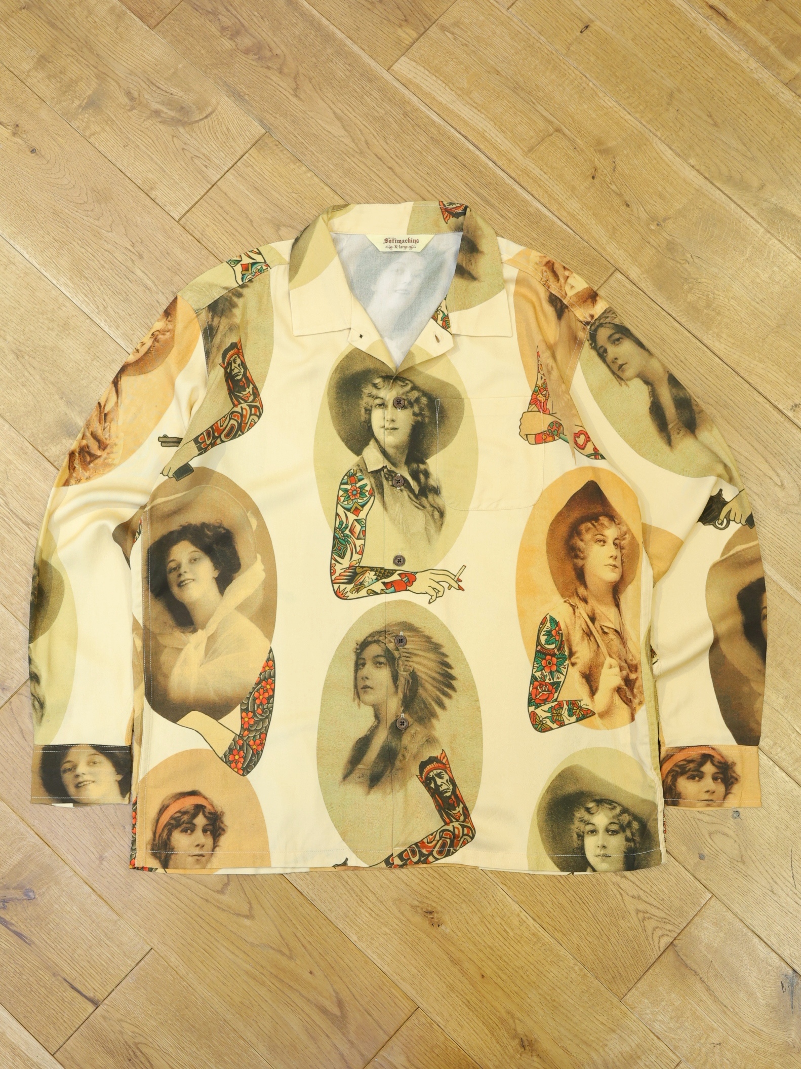 SOFTMACHINE　　「INKED WOMAN SHIRTS L/S」　レーヨンシャツ