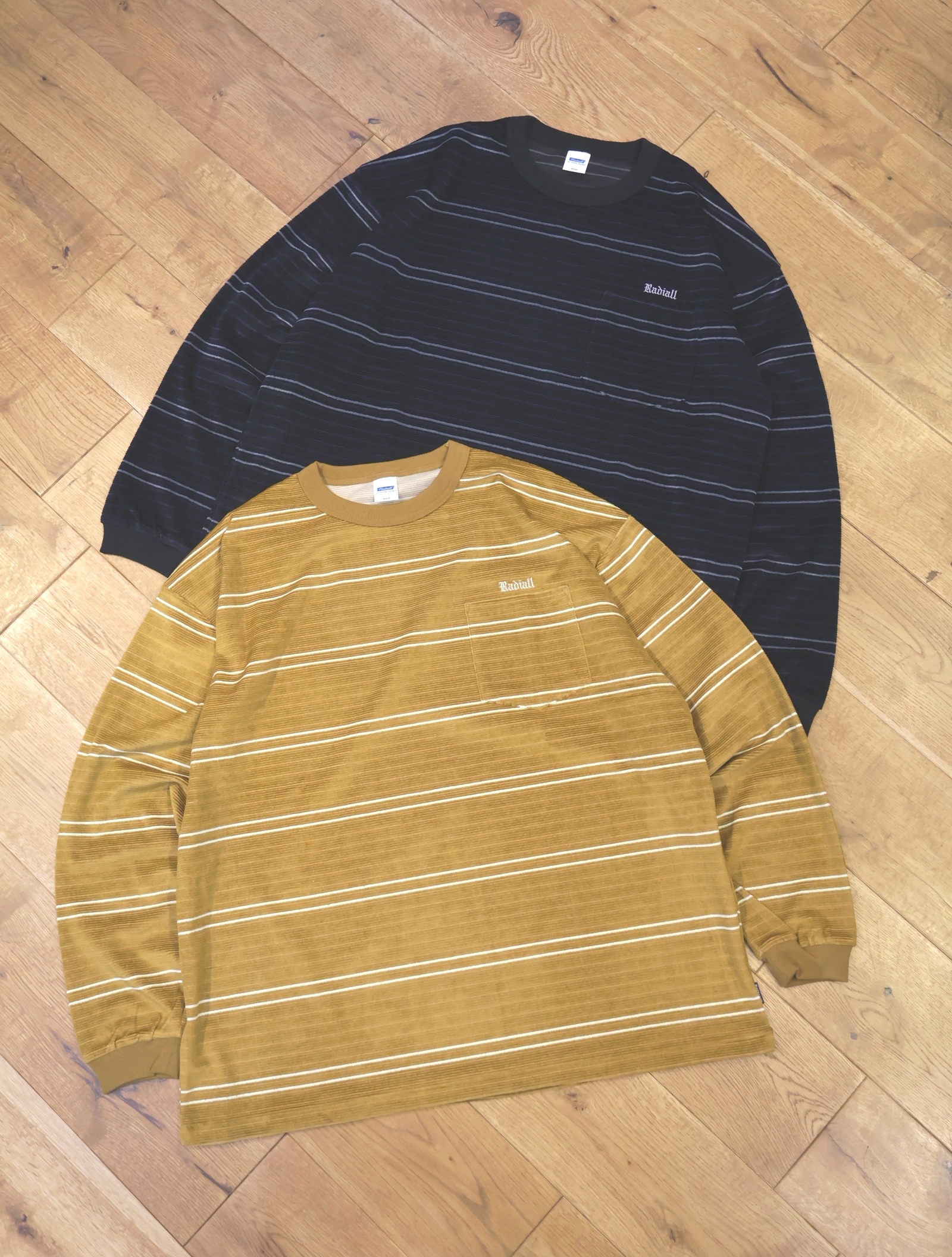 RADIALL 　「HITSVILLE - CREW NECK T-SHIRT L/S」　T/Cベロア ボーダーロングスリーブティーシャツ