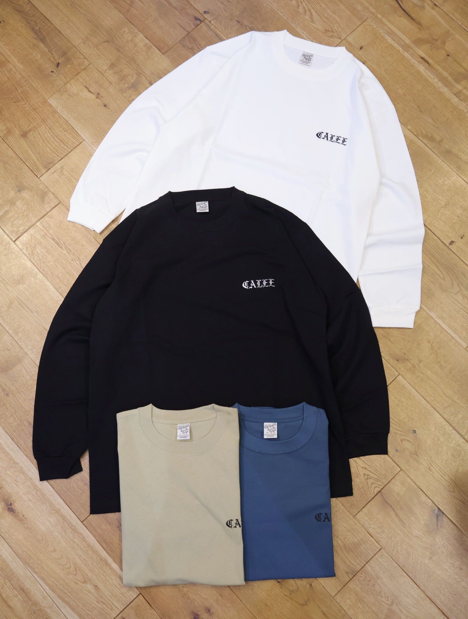 CALEE　　「VINTAGE TYPE EMBROIDERY L/S TEE」　　ドロップショルダーロングスリーブーティーシャツ