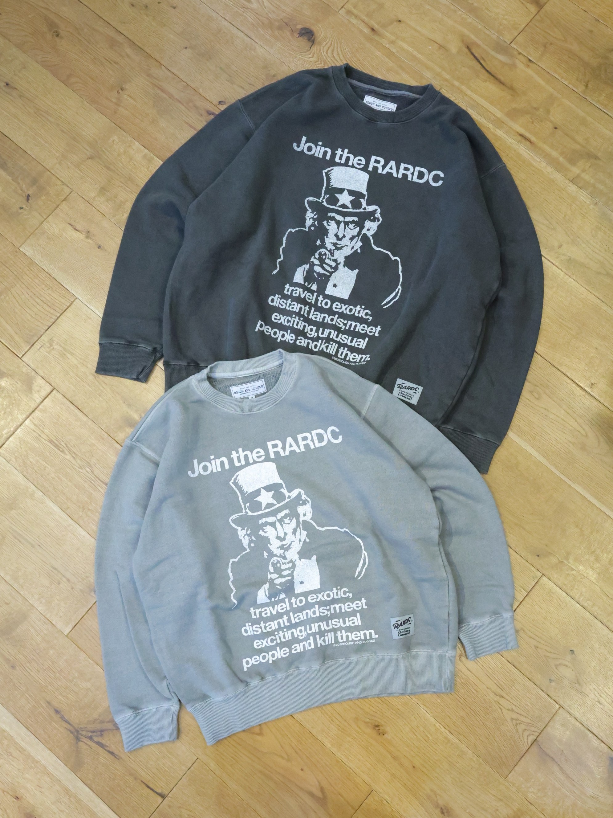 ROUGH AND RUGGED 　「DESIGN CREW 02」　ピグメントダイ  クルーネックスウェット