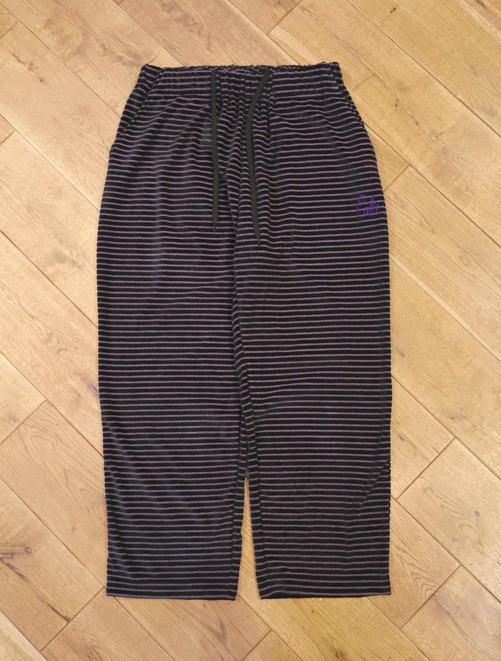 CALEE　　「BORDER VELOUR PILE RELAX PANTS」　ベロアボーダー イージーパンツ
