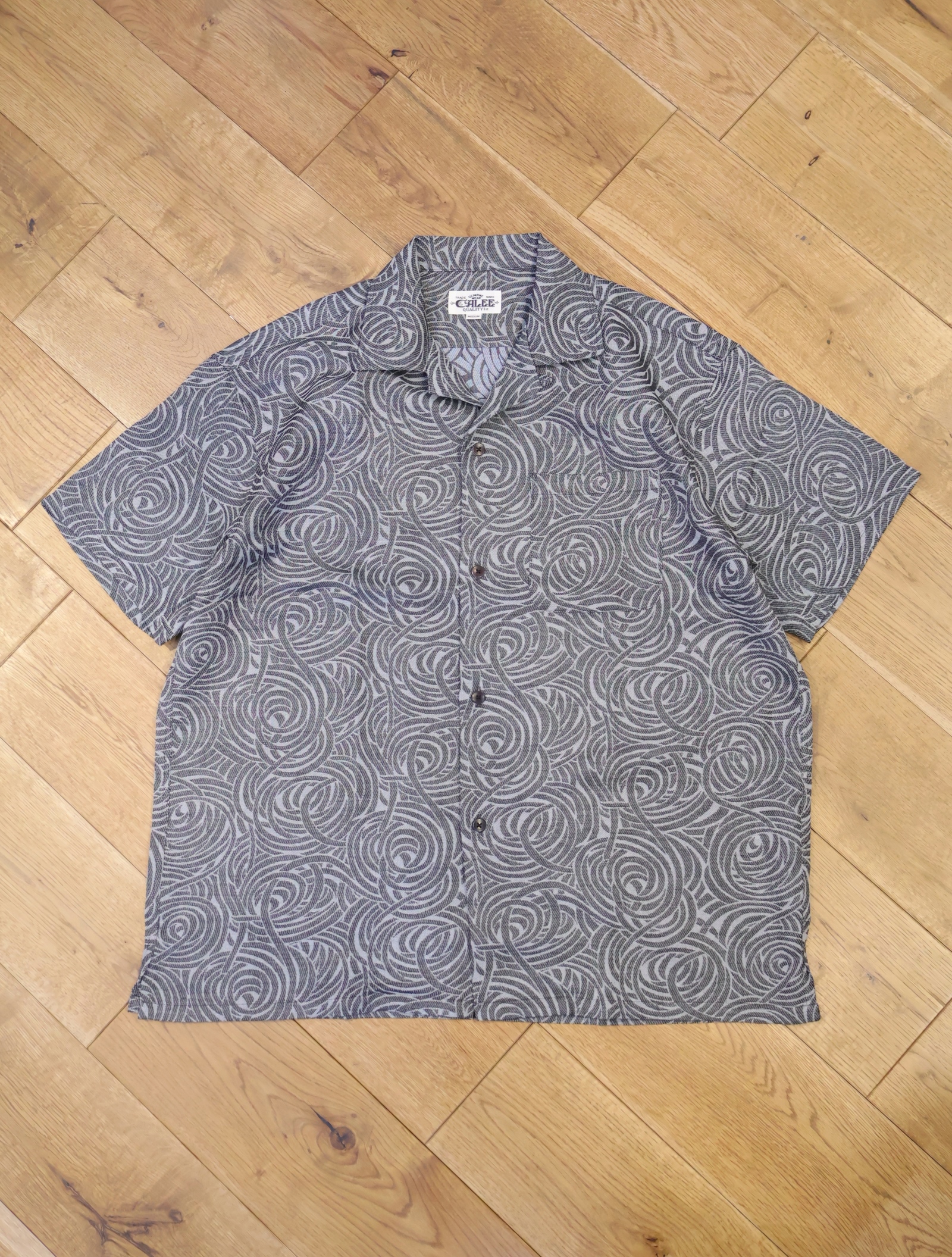 CALEE 　　「SPIRAL JACQUARD CHAMBRAY S/S SH 」    オープンカラーシャツ