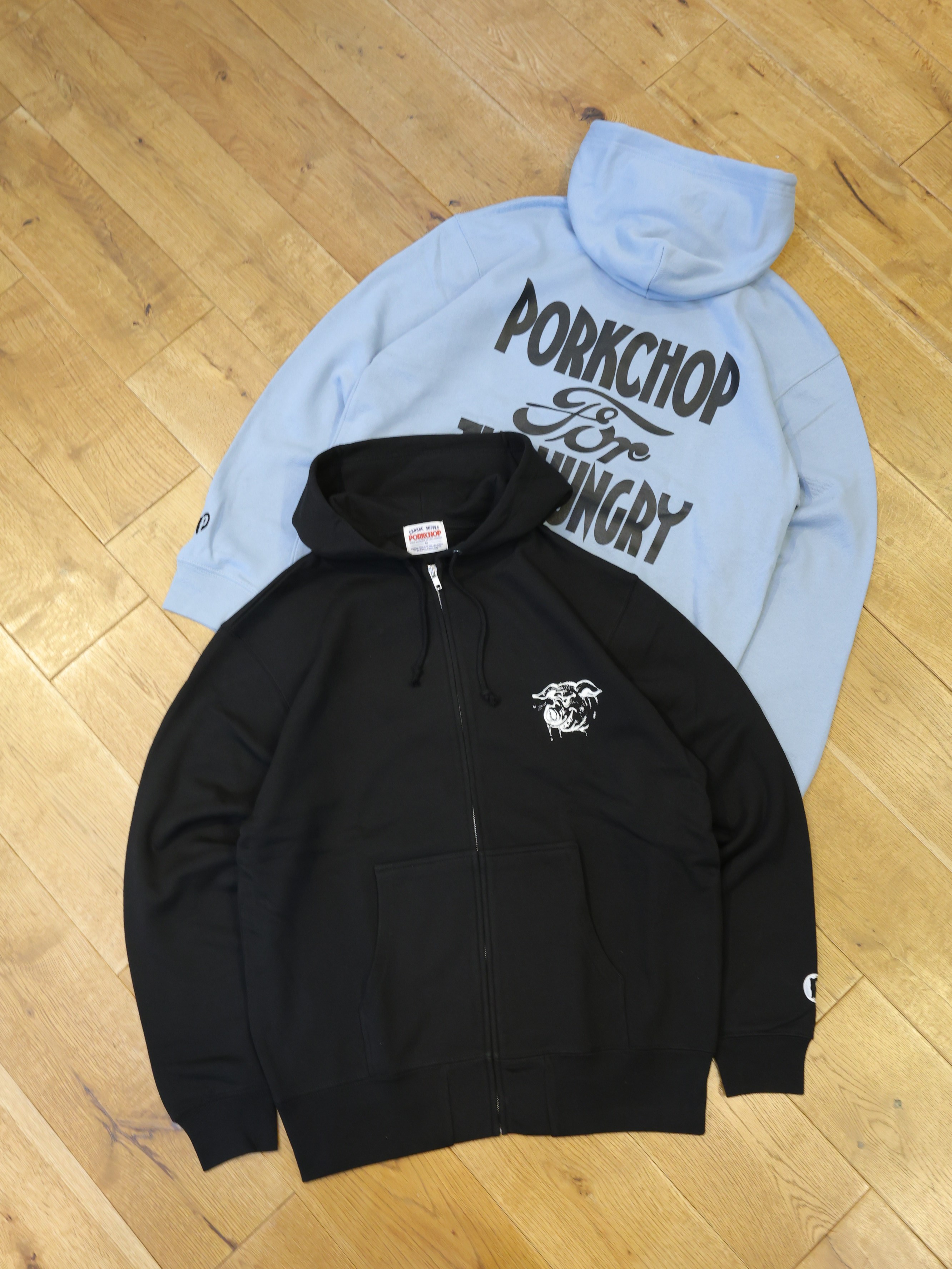 【9月27日 発売！】PORKCHOP GARAGE SUPPLY　「HUNGRY ZIP UP HOODIE」  スウェットジップアップフーディー